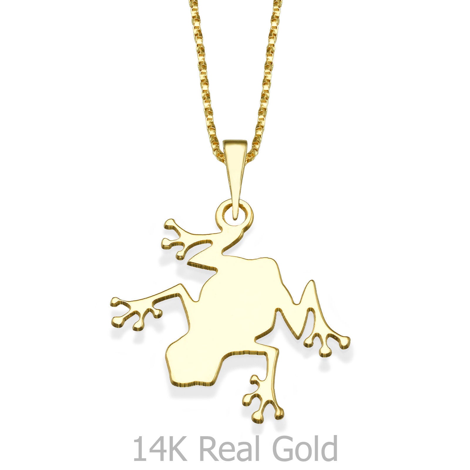 תליון ושרשרת מזהב צהוב 14 קראט - צפרדע פרוגי תליון ושרשרת מזהב צהוב 14 קראט - צפרדע פרוגי