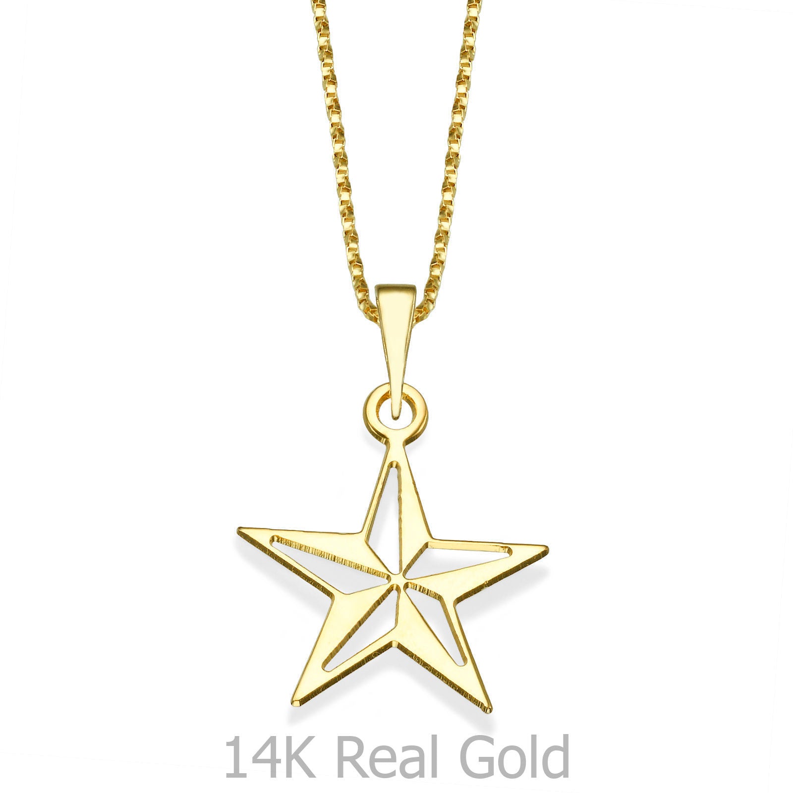 תליון ושרשרת מזהב צהוב 14 קראט - מצפן תליון ושרשרת מזהב צהוב 14 קראט - מצפן