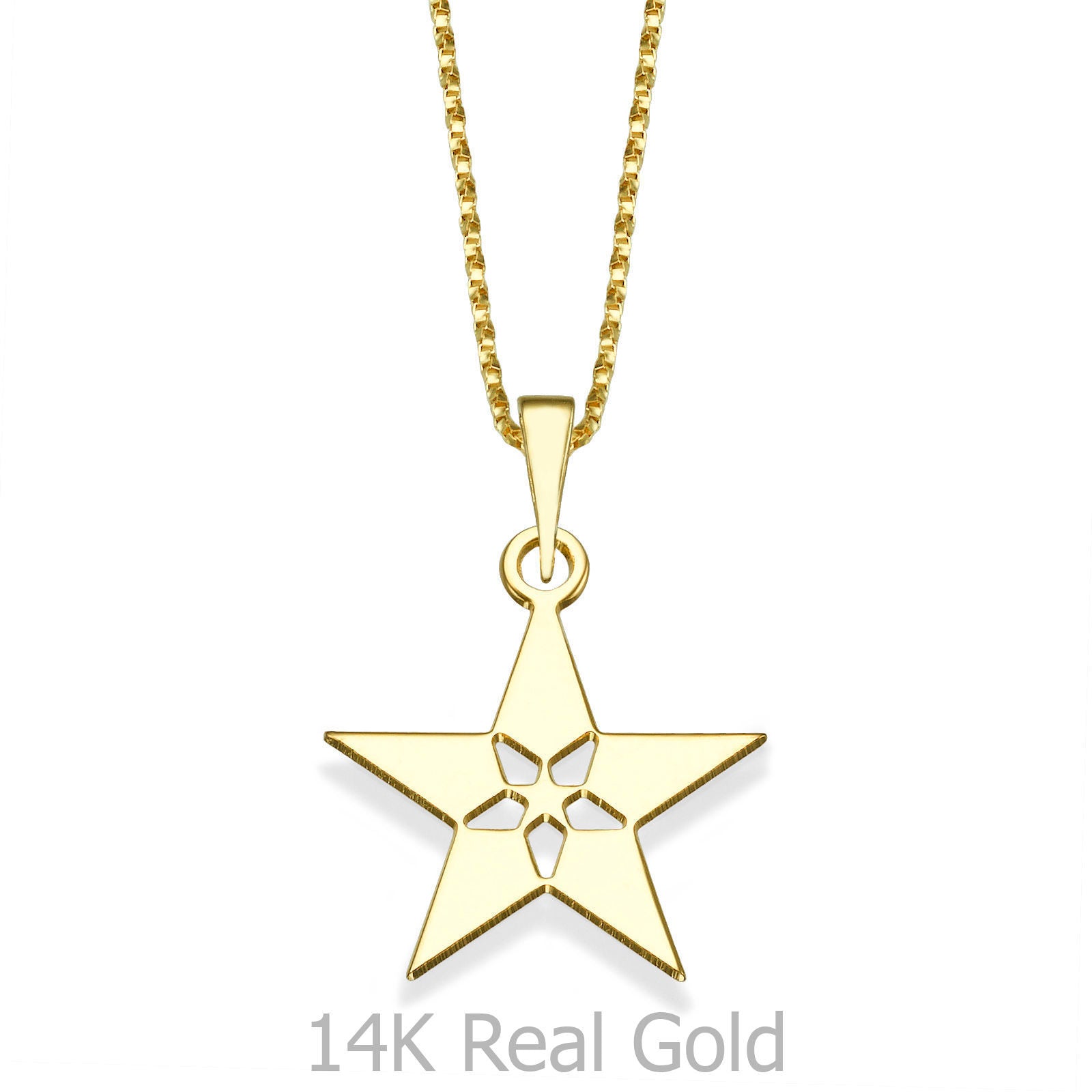 תליון ושרשרת מזהב צהוב 14 קראט - שלושה כוכבים תליון ושרשרת מזהב צהוב 14 קראט - שלושה כוכבים