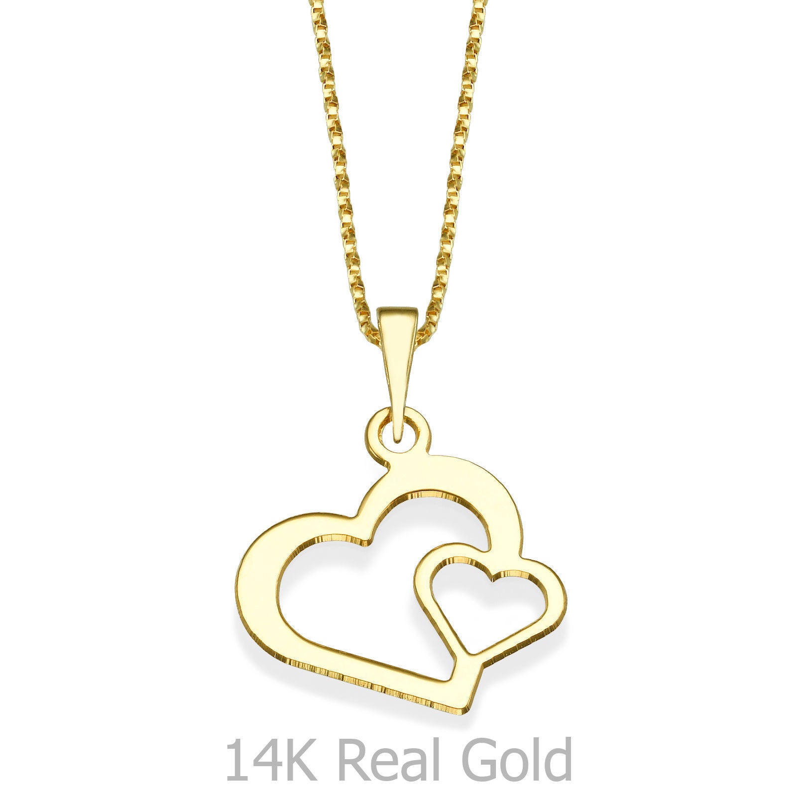 תליון ושרשרת מזהב צהוב 14 קראט - מכל הלב תליון ושרשרת מזהב צהוב 14 קראט - מכל הלב