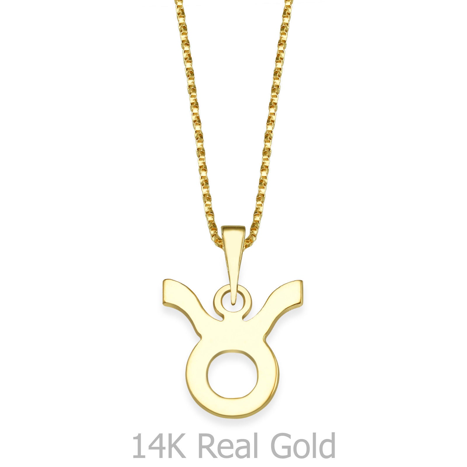 תליון ושרשרת מזהב צהוב 14 קראט - שור תליון ושרשרת מזהב צהוב 14 קראט - שור