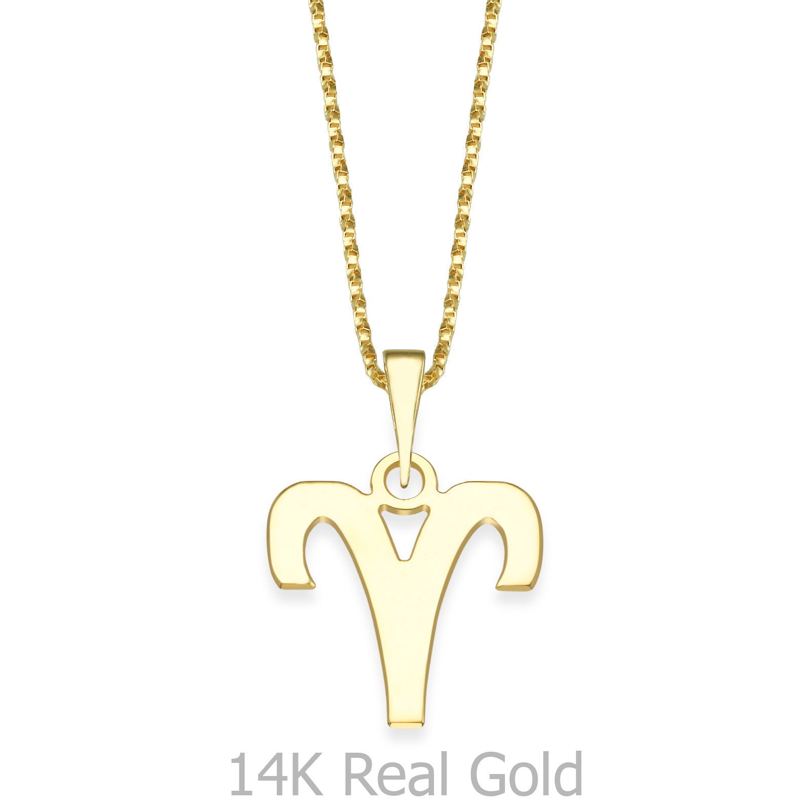 תליון ושרשרת מזהב צהוב 14 קראט - טלה תליון ושרשרת מזהב צהוב 14 קראט - טלה