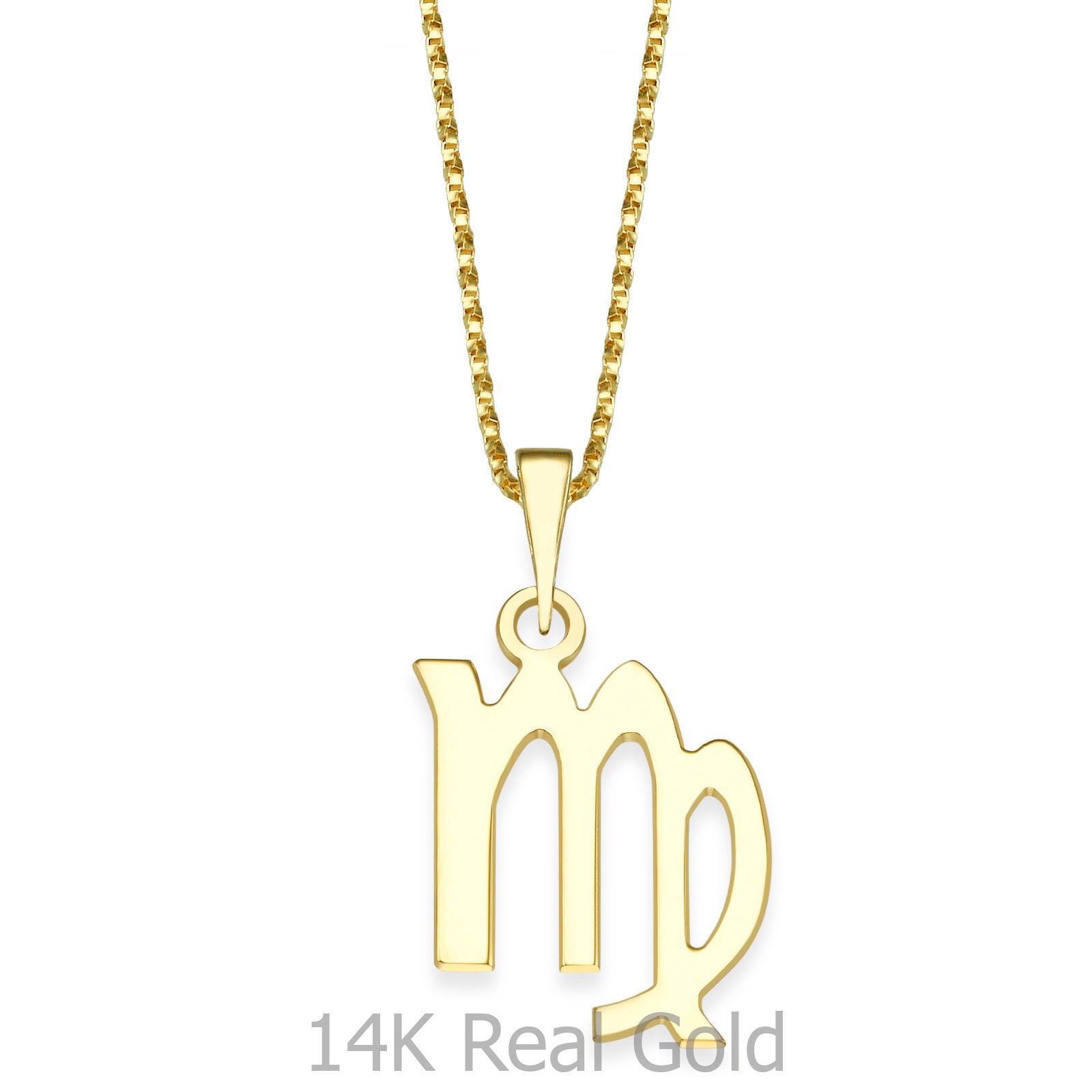 תליון ושרשרת מזהב צהוב 14 קראט - בתולה תליון ושרשרת מזהב צהוב 14 קראט - בתולה