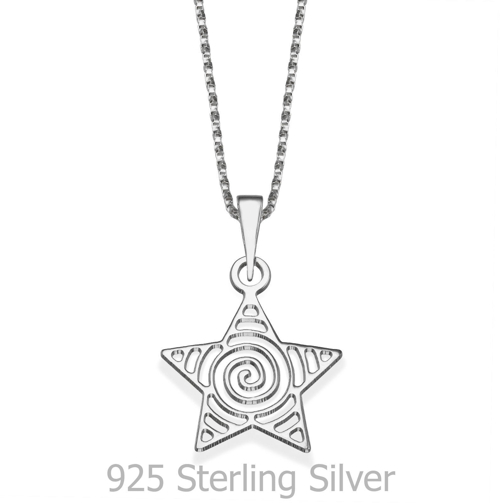 תליון ושרשרת מכסף אמיתי 925  - כוכב משתבלל תליון ושרשרת מכסף אמיתי 925  - כוכב משתבלל