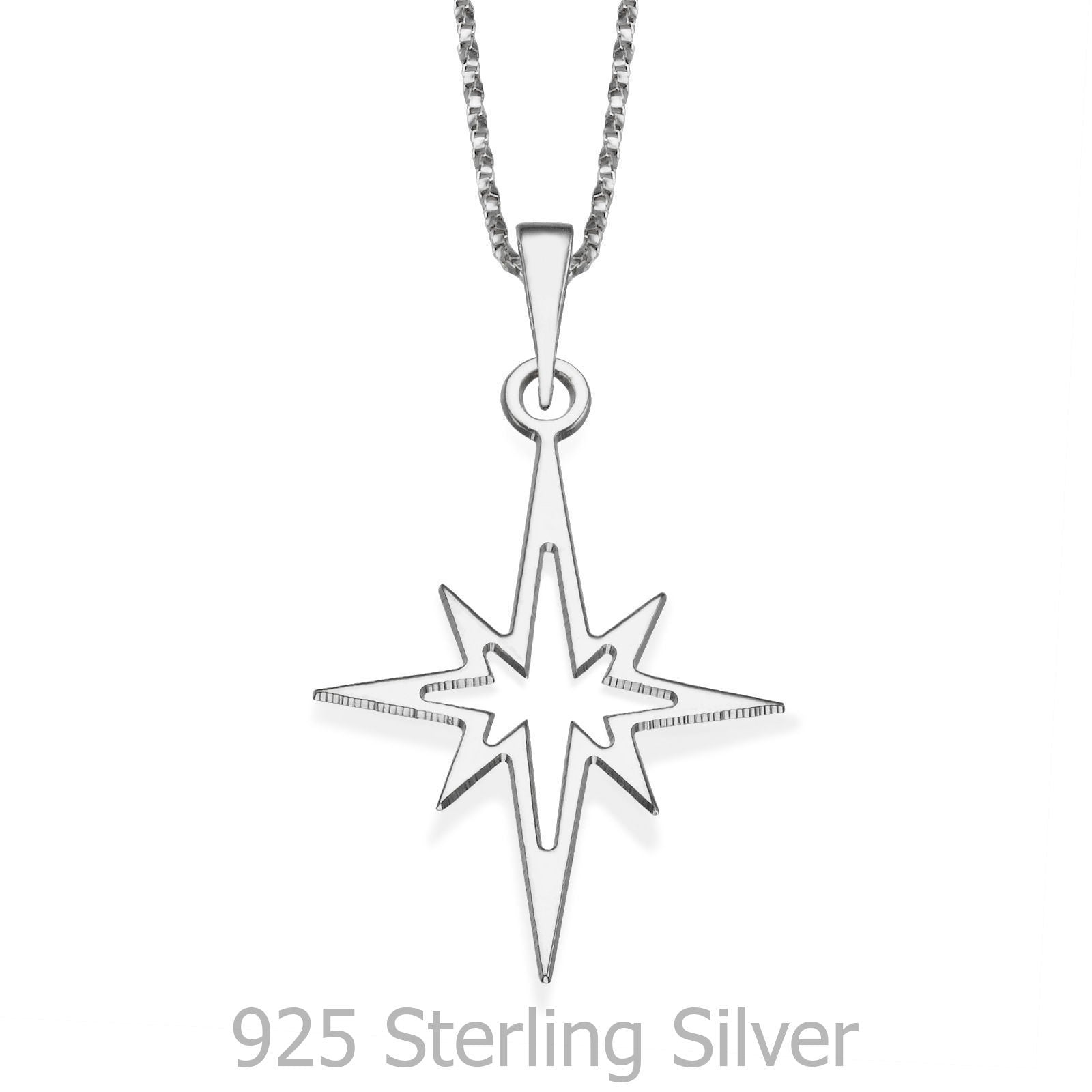 תליון ושרשרת מכסף אמיתי 925  - כוכב פז תליון ושרשרת מכסף אמיתי 925  - כוכב פז