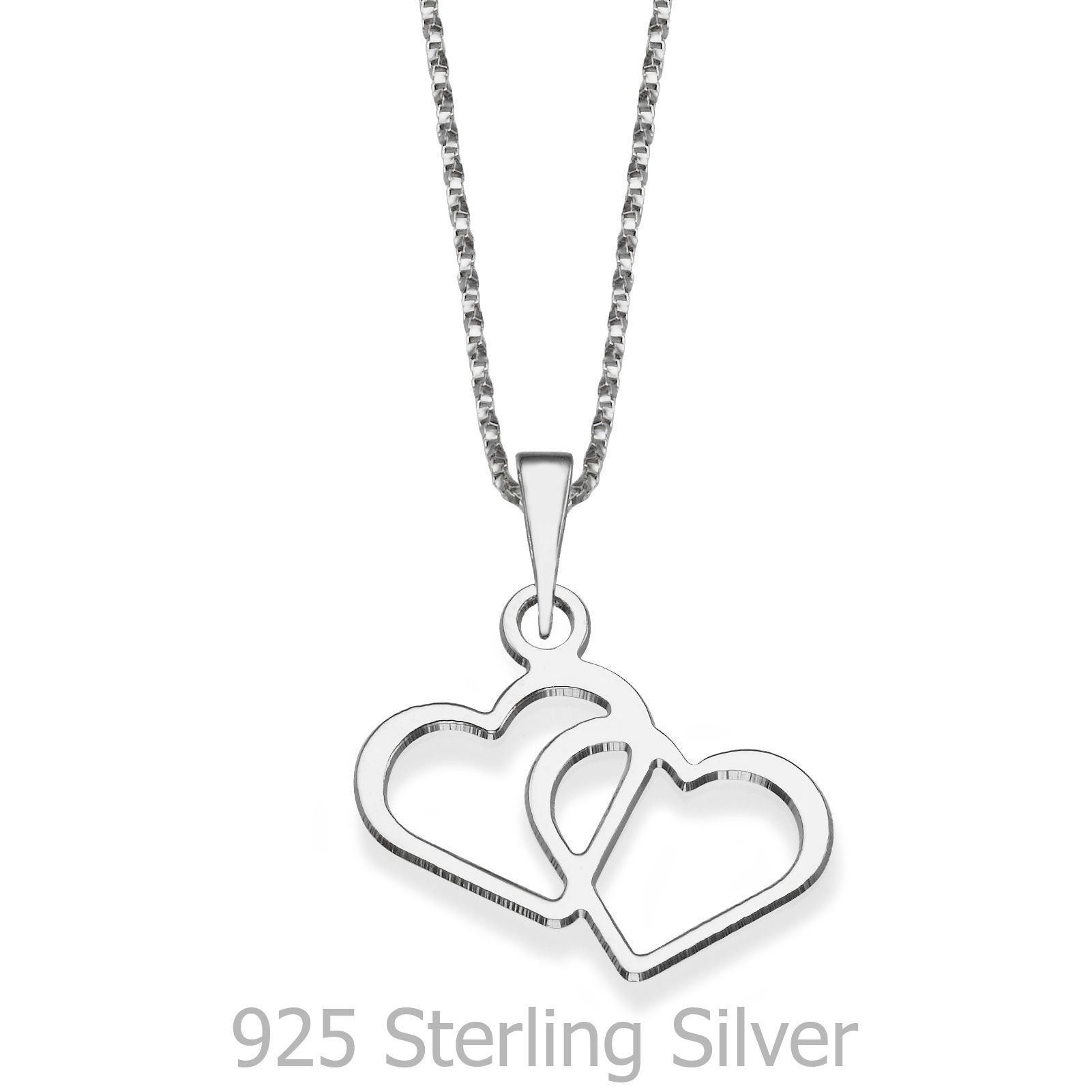 תליון ושרשרת מכסף אמיתי 925  - לבבות אהבה מנצחת תליון ושרשרת מכסף אמיתי 925  - לבבות אהבה מנצחת