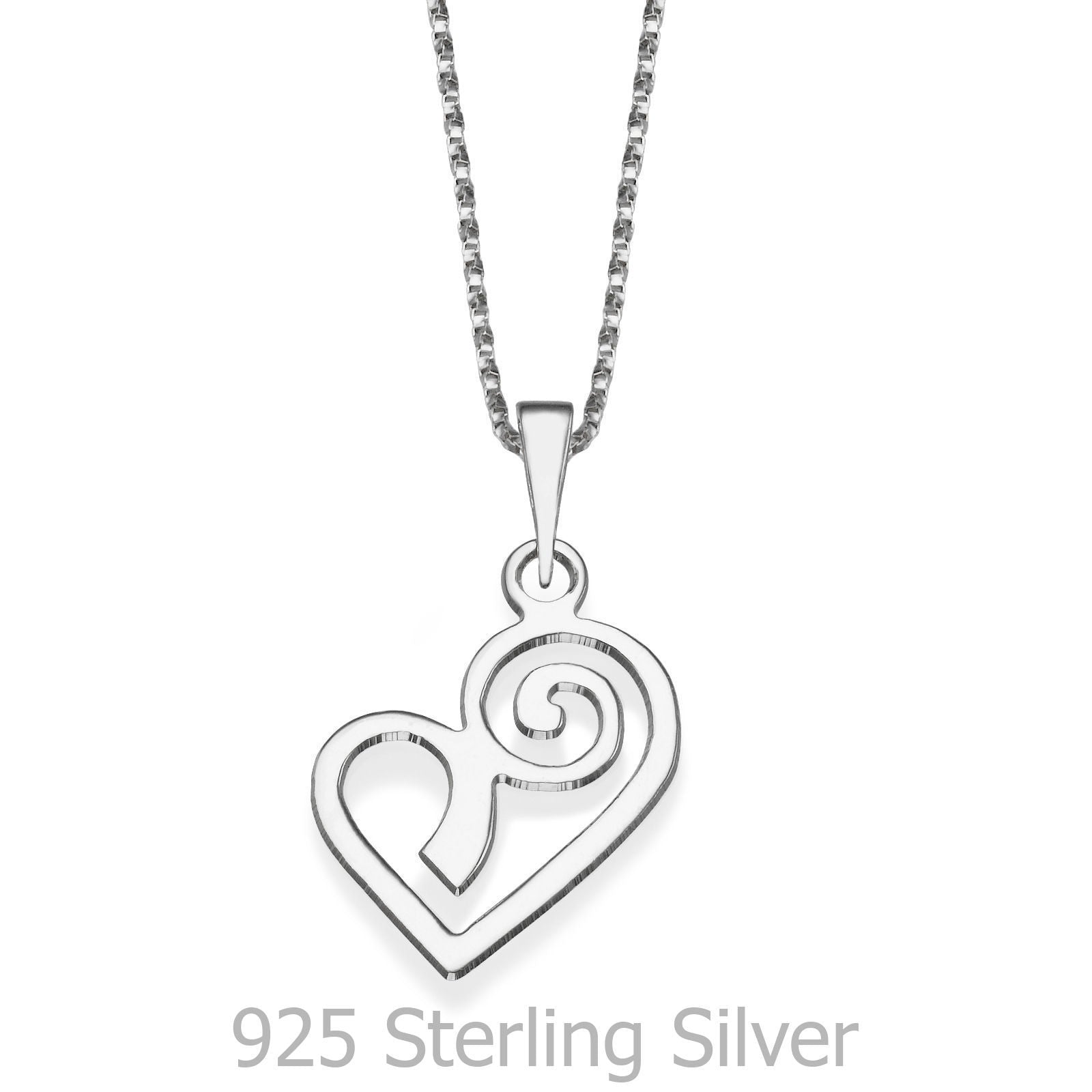 תליון ושרשרת מכסף אמיתי 925  - לב מקורי תליון ושרשרת מכסף אמיתי 925  - לב מקורי