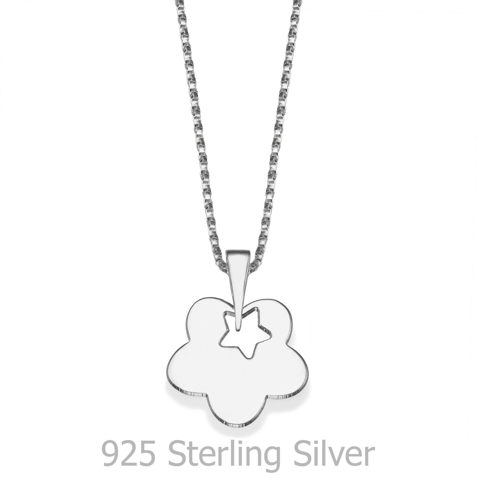 תליון ושרשרת מכסף אמיתי 925  - פרח כוכב הזהב תליון ושרשרת מכסף אמיתי 925  - פרח כוכב הזהב