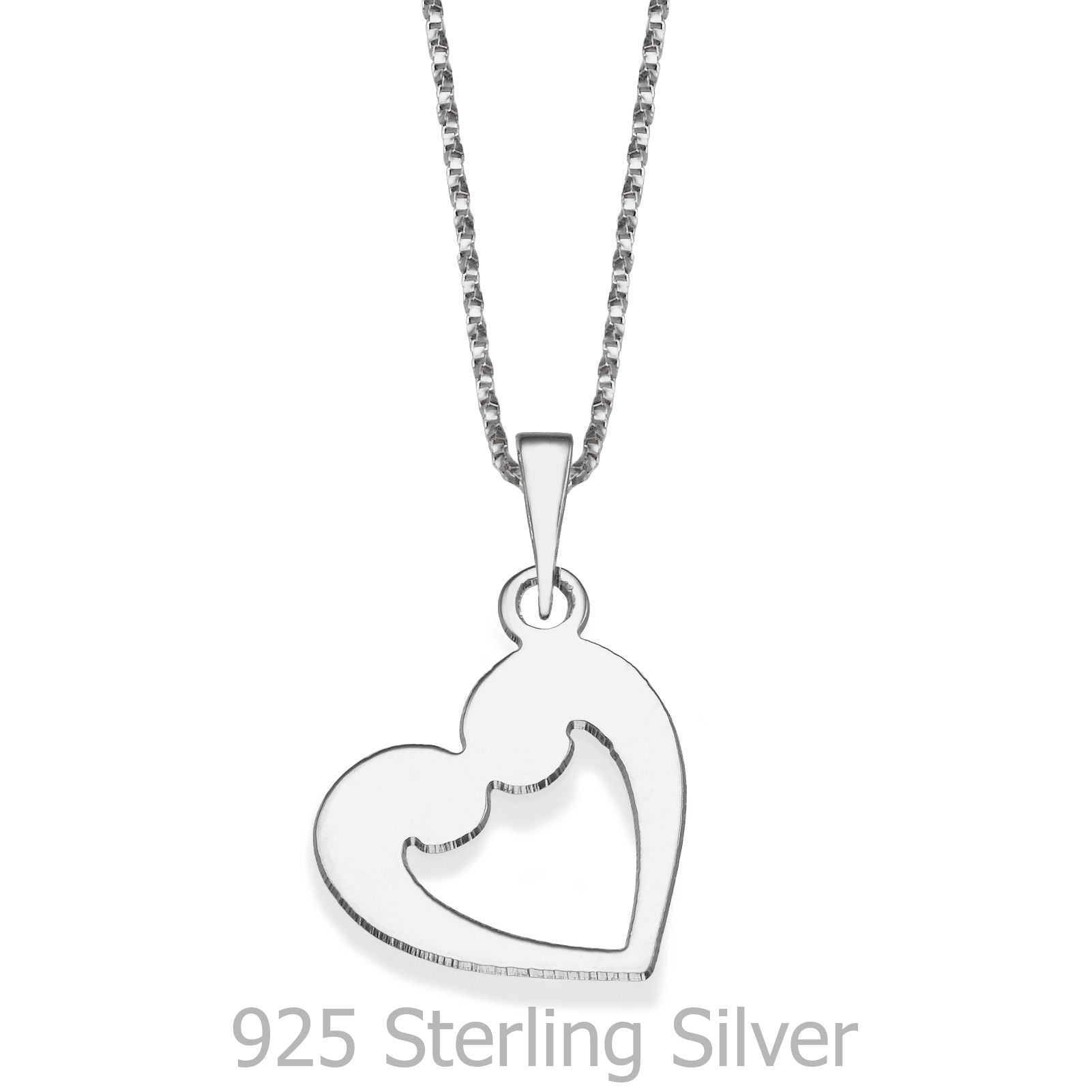 תליון ושרשרת מכסף אמיתי 925  - לב ברבור תליון ושרשרת מכסף אמיתי 925  - לב ברבור