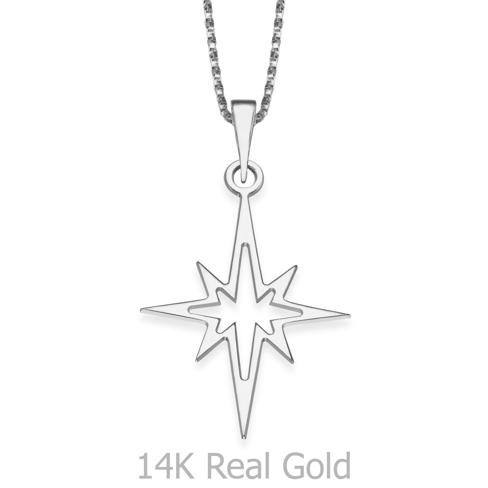 תליון ושרשרת מזהב לבן 14 קראט - כוכב פז תליון ושרשרת מזהב לבן 14 קראט - כוכב פז