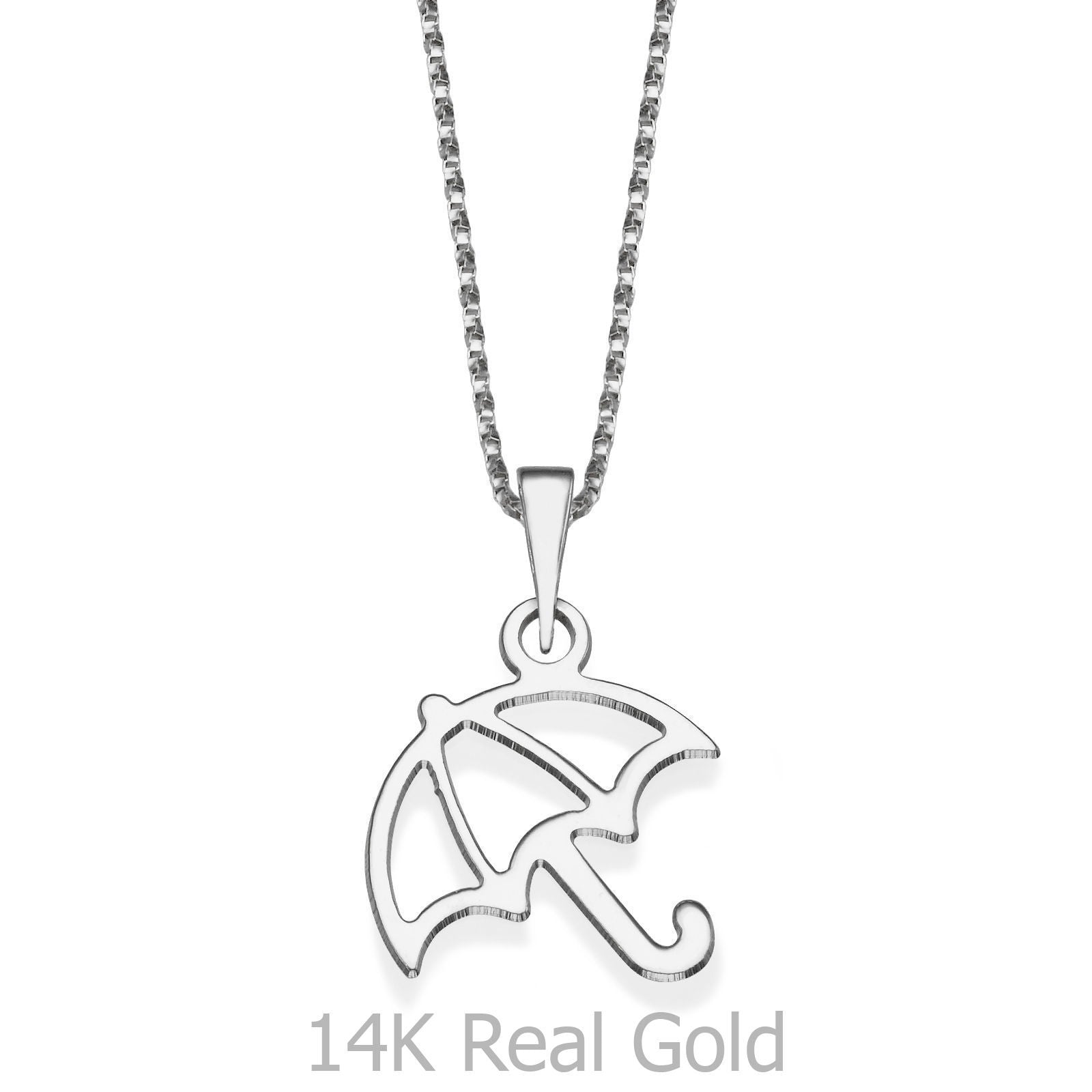 תליון ושרשרת מזהב לבן 14 קראט - מטריית הזהב תליון ושרשרת מזהב לבן 14 קראט - מטריית הזהב