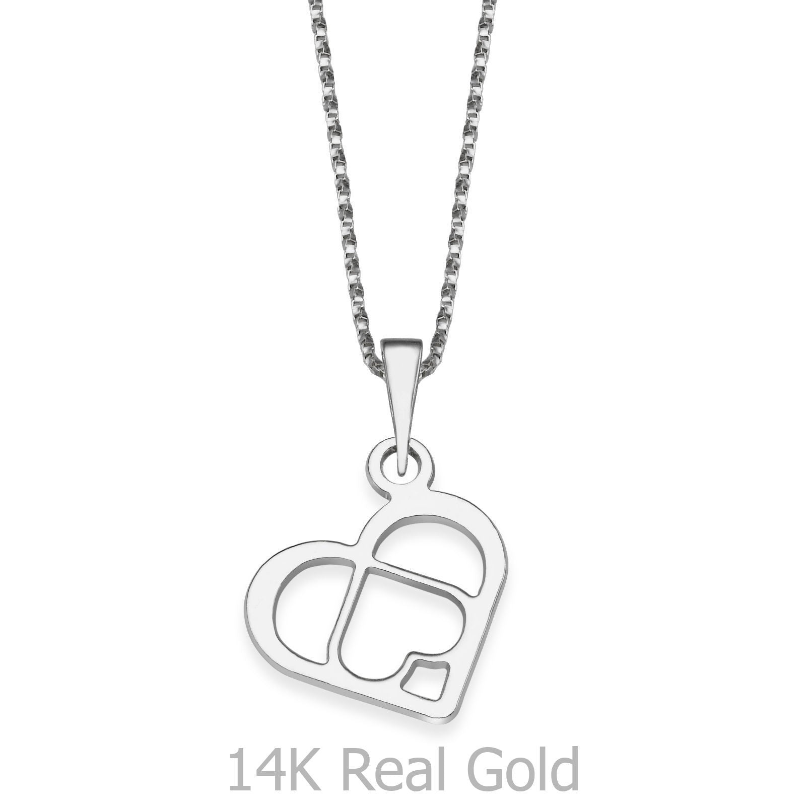 תליון ושרשרת מזהב לבן 14 קראט - לבבות אוהבים תליון ושרשרת מזהב לבן 14 קראט - לבבות אוהבים