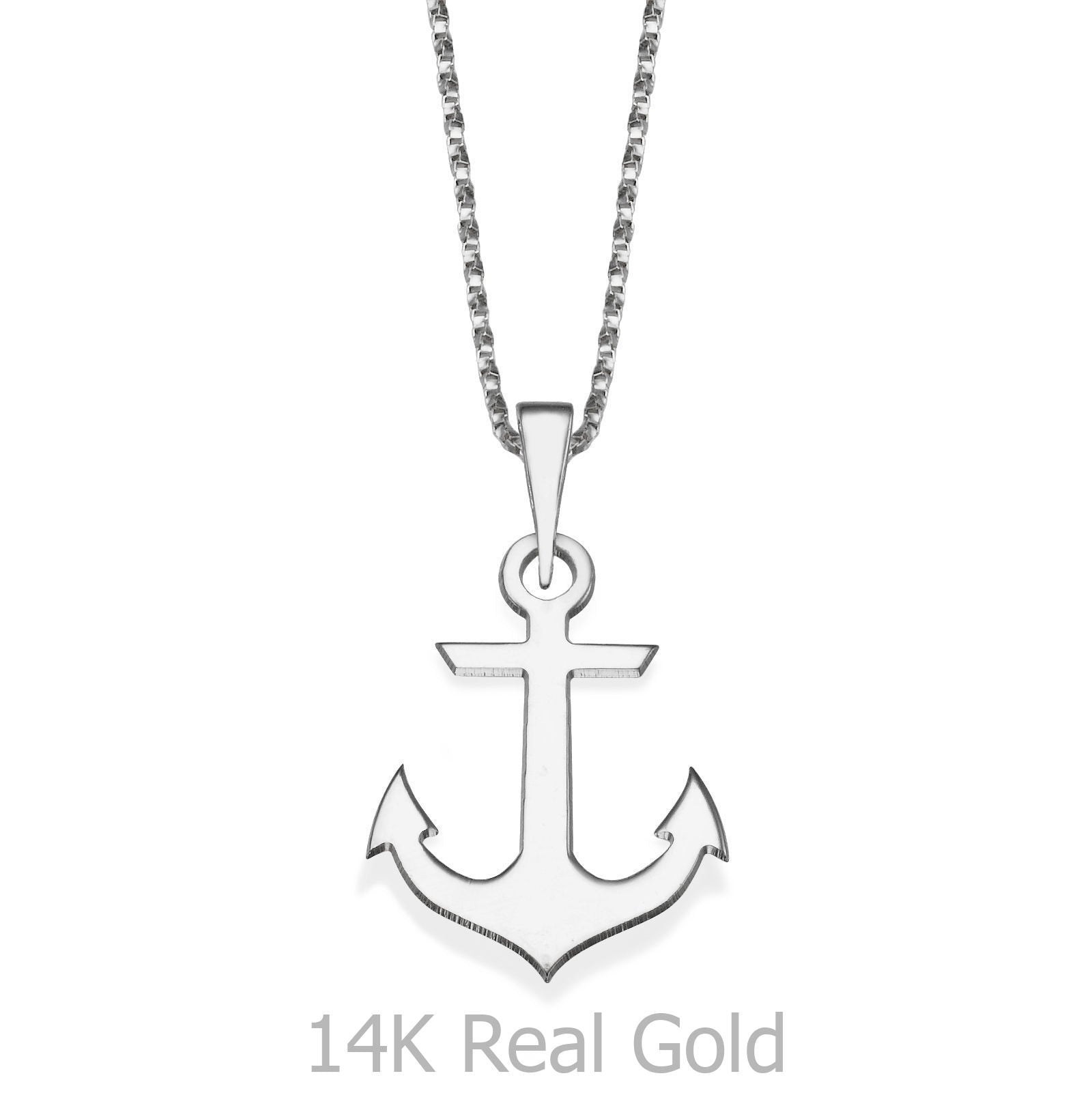 תליון ושרשרת מזהב לבן 14 קראט - עוגן הזהב תליון ושרשרת מזהב לבן 14 קראט - עוגן הזהב