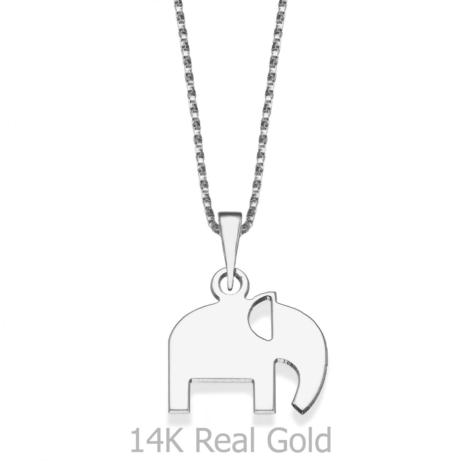 תליון ושרשרת מזהב לבן 14 קראט - פיל אלי תליון ושרשרת מזהב לבן 14 קראט - פיל אלי