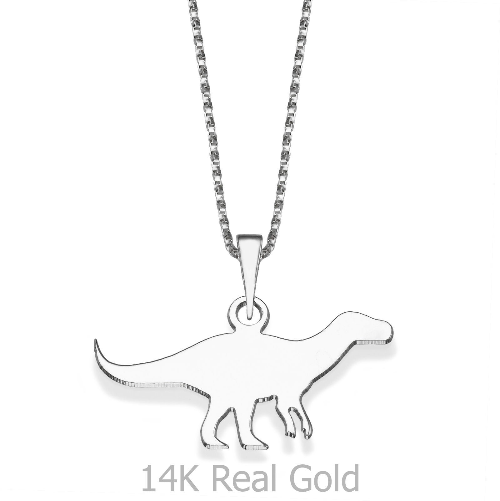 תליון ושרשרת מזהב לבן 14 קראט - דינוזאור דינו תליון ושרשרת מזהב לבן 14 קראט - דינוזאור דינו