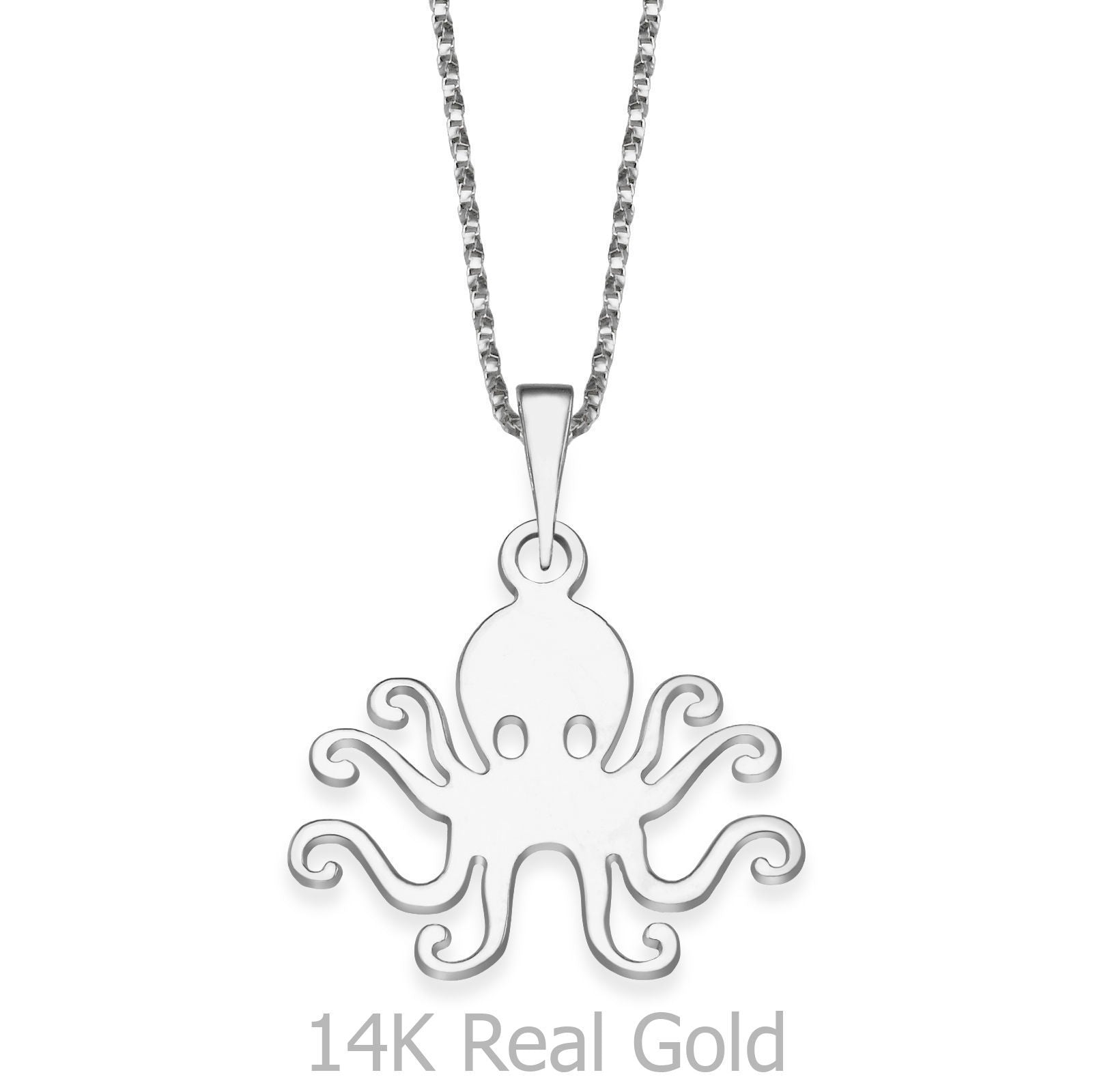 תליון ושרשרת מזהב לבן 14 קראט - תמנון טופי תליון ושרשרת מזהב לבן 14 קראט - תמנון טופי