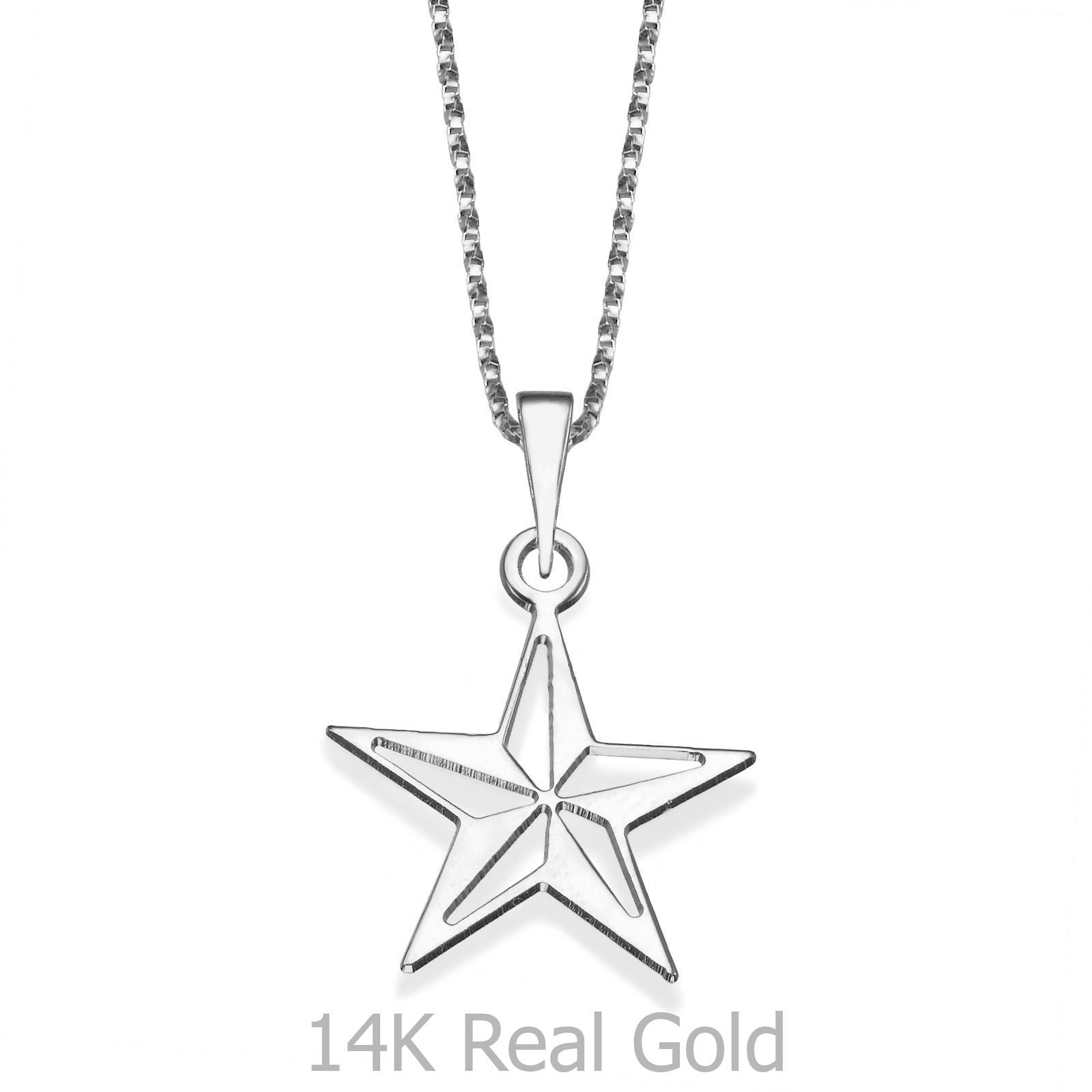 תליון ושרשרת מזהב לבן 14 קראט - מצפן תליון ושרשרת מזהב לבן 14 קראט - מצפן