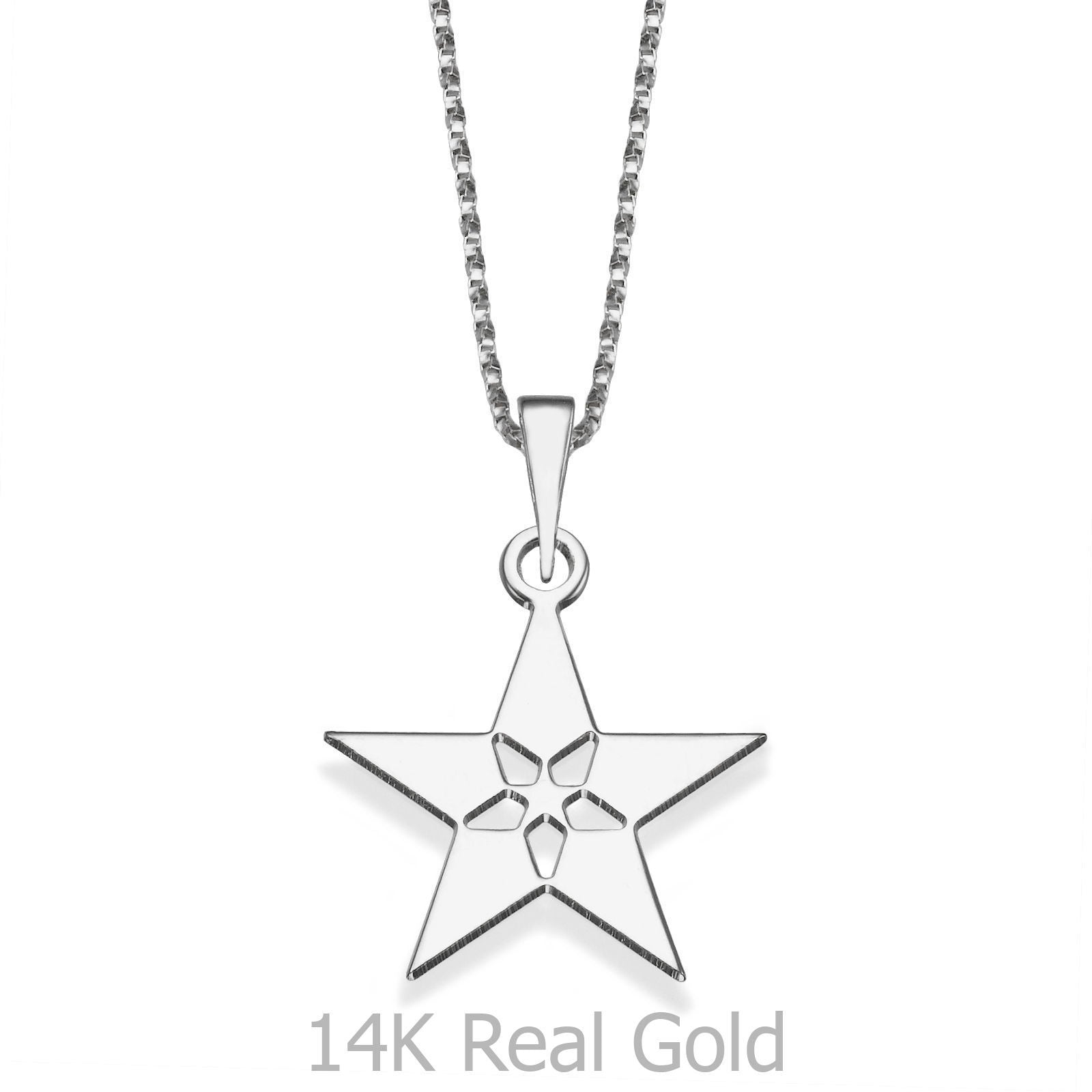 תליון ושרשרת מזהב לבן 14 קראט - שלושה כוכבים תליון ושרשרת מזהב לבן 14 קראט - שלושה כוכבים