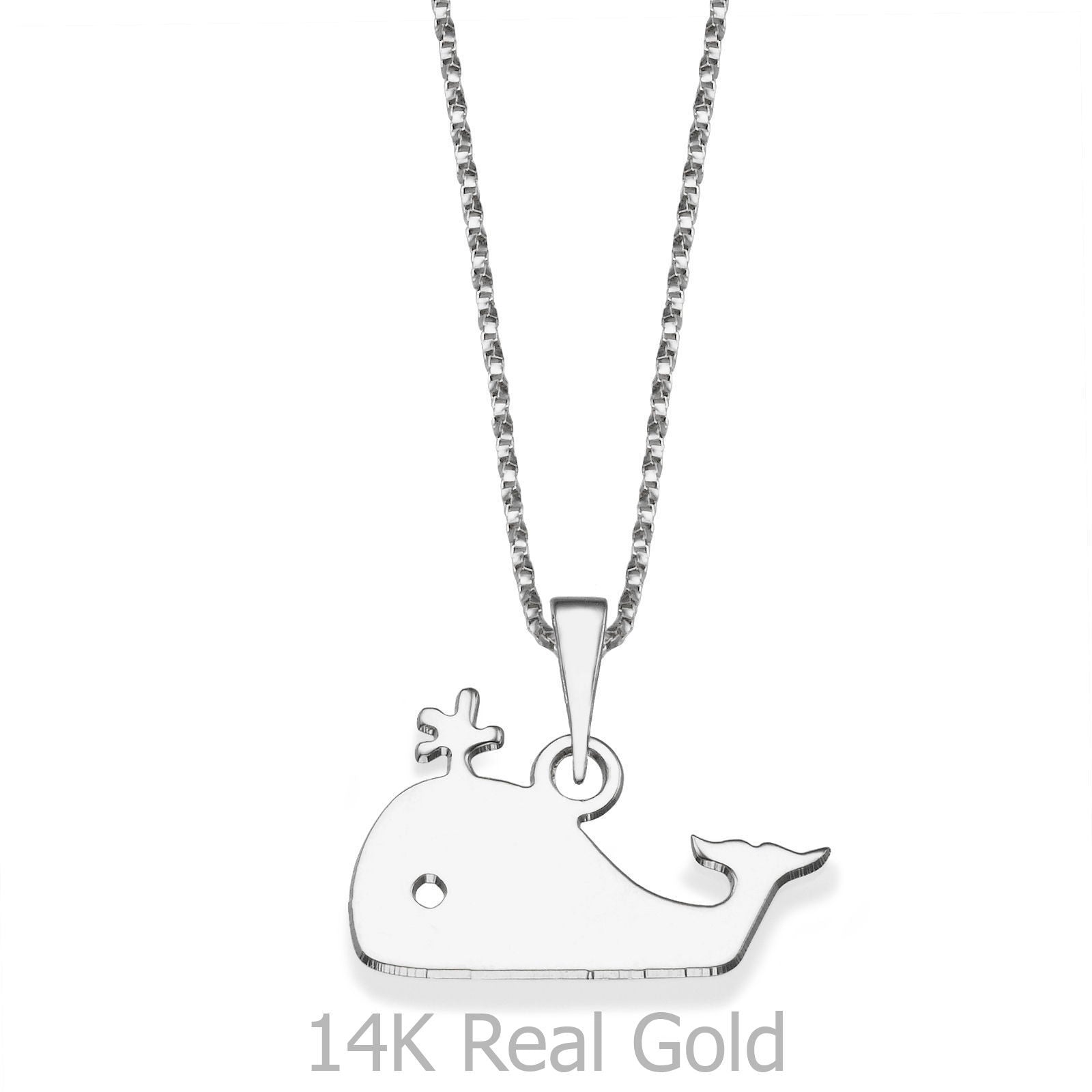 תליון ושרשרת מזהב לבן 14 קראט - דג הזהב תליון ושרשרת מזהב לבן 14 קראט - דג הזהב