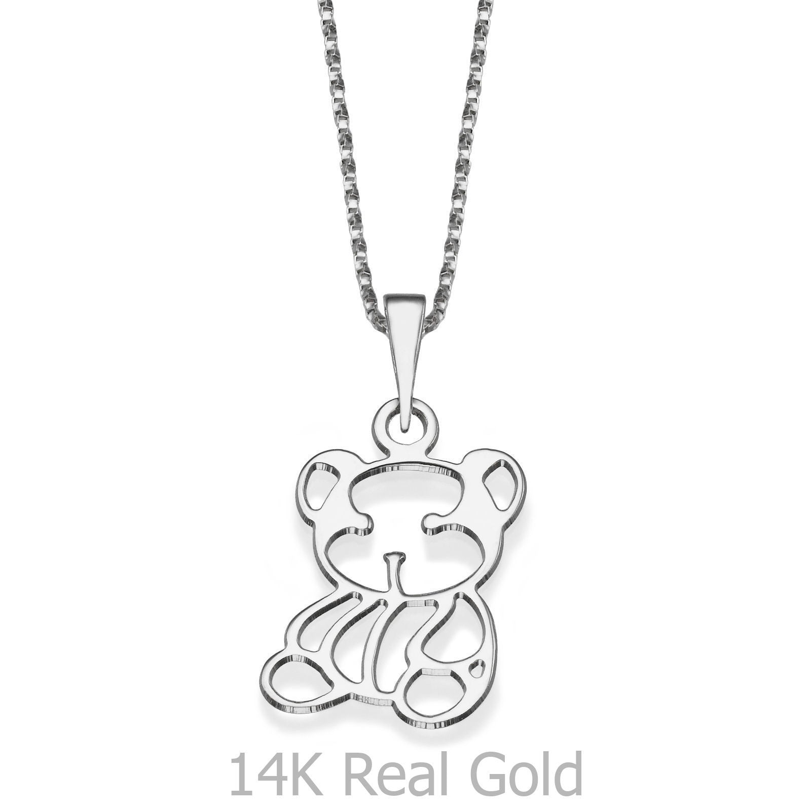 תליון ושרשרת מזהב לבן 14 קראט - דובי ברי תליון ושרשרת מזהב לבן 14 קראט - דובי ברי