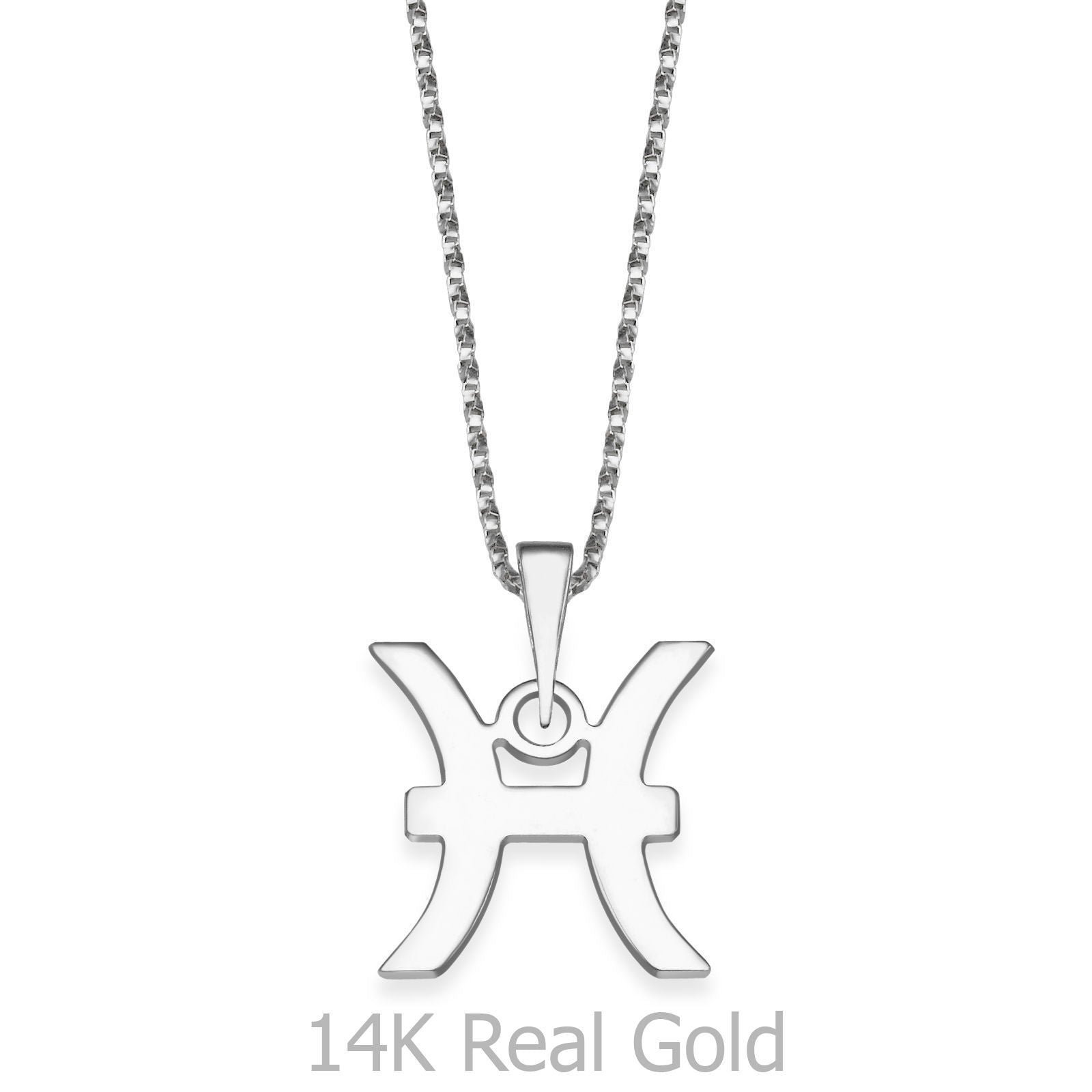 תליון ושרשרת מזהב לבן 14 קראט - דגים תליון ושרשרת מזהב לבן 14 קראט - דגים