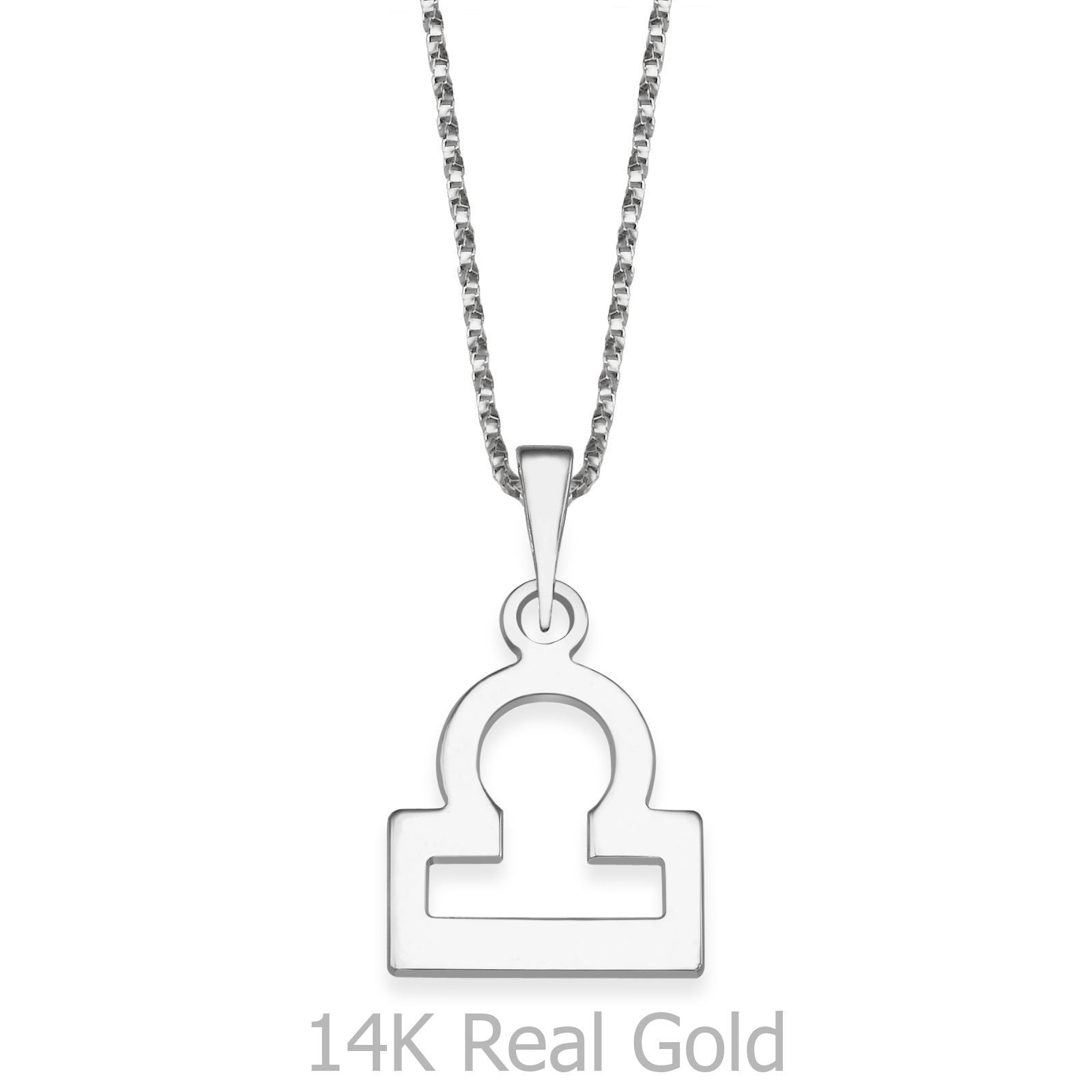 תליון ושרשרת מזהב לבן 14 קראט - מאזניים תליון ושרשרת מזהב לבן 14 קראט - מאזניים