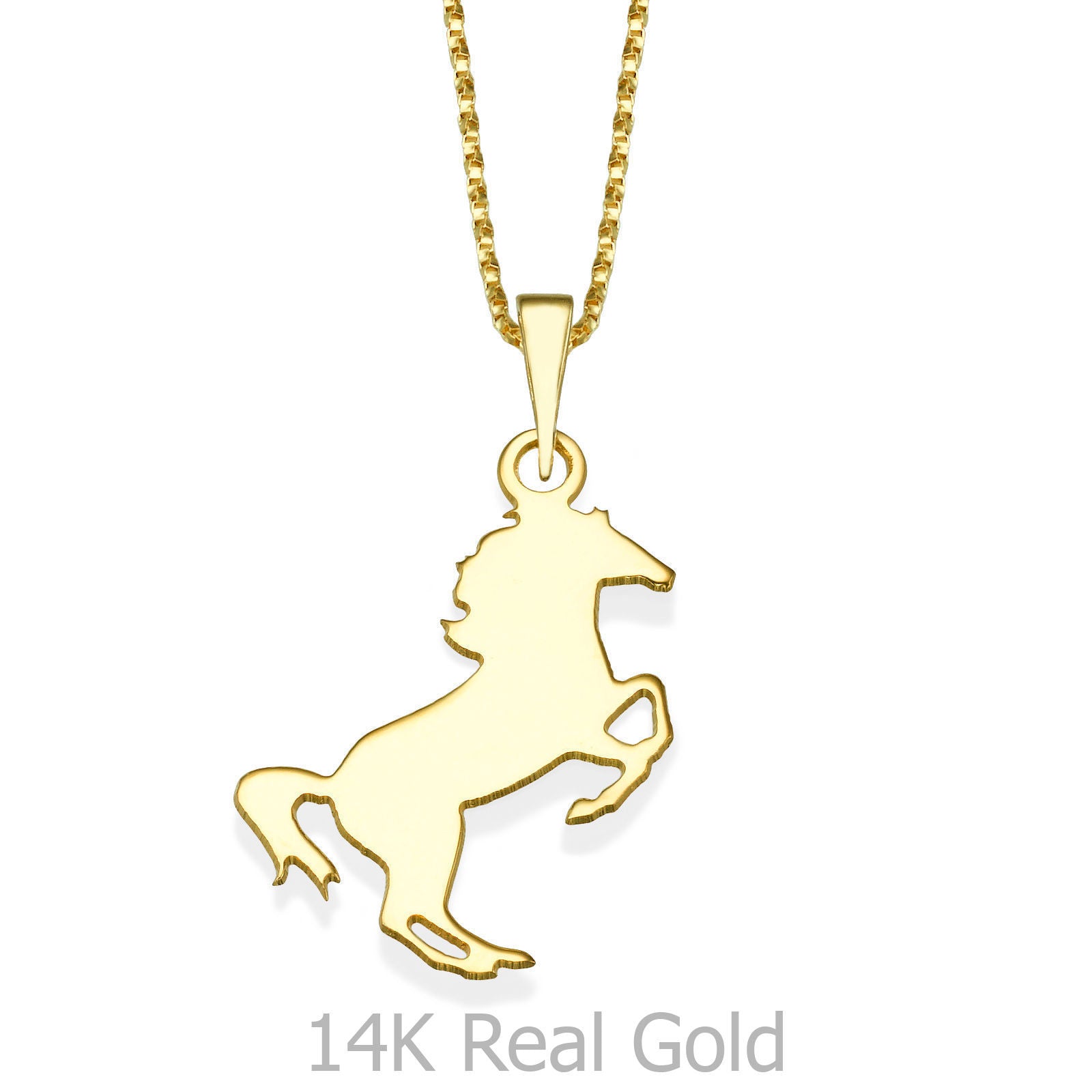תליון ושרשרת מזהב צהוב 14 קראט - סוס אצילי תליון ושרשרת מזהב צהוב 14 קראט - סוס אצילי