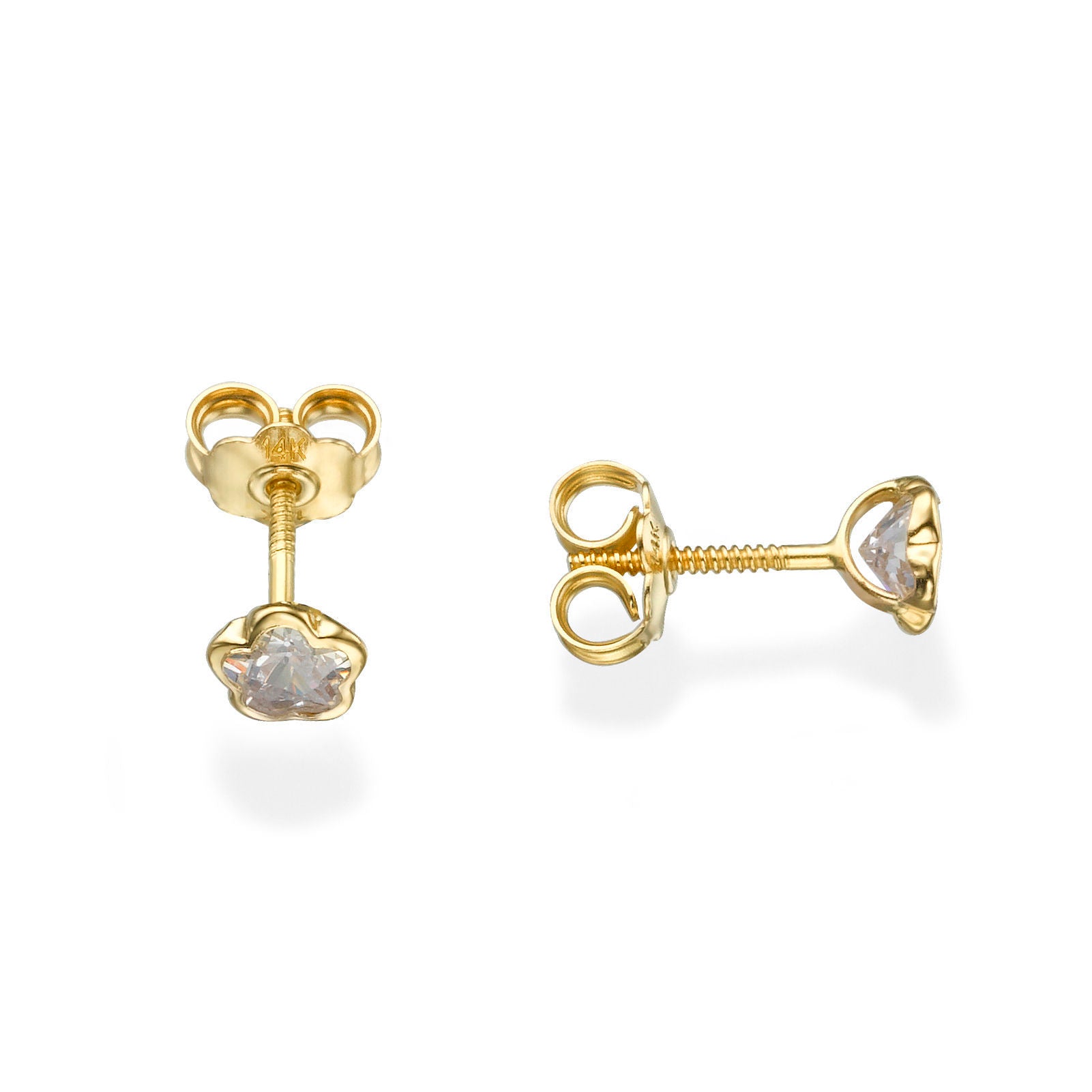 עגילים צמודים מזהב צהוב 14 קראט - כוכב הערב עגילים צמודים מזהב צהוב 14 קראט - כוכב הערב