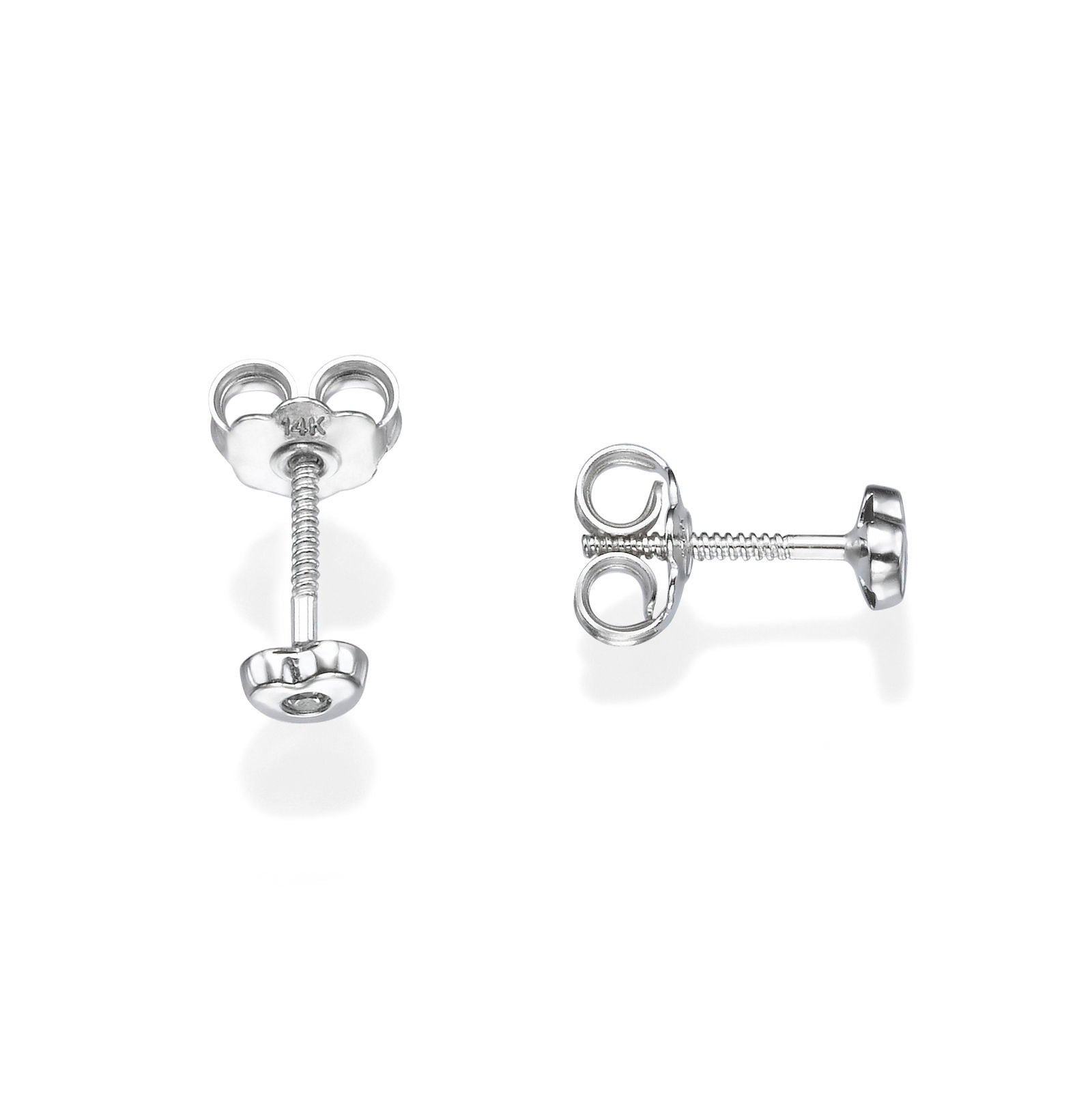 עגילים צמודים מזהב לבן 14 קראט - לב מנצנץ קטן עגילים צמודים מזהב לבן 14 קראט - לב מנצנץ קטן