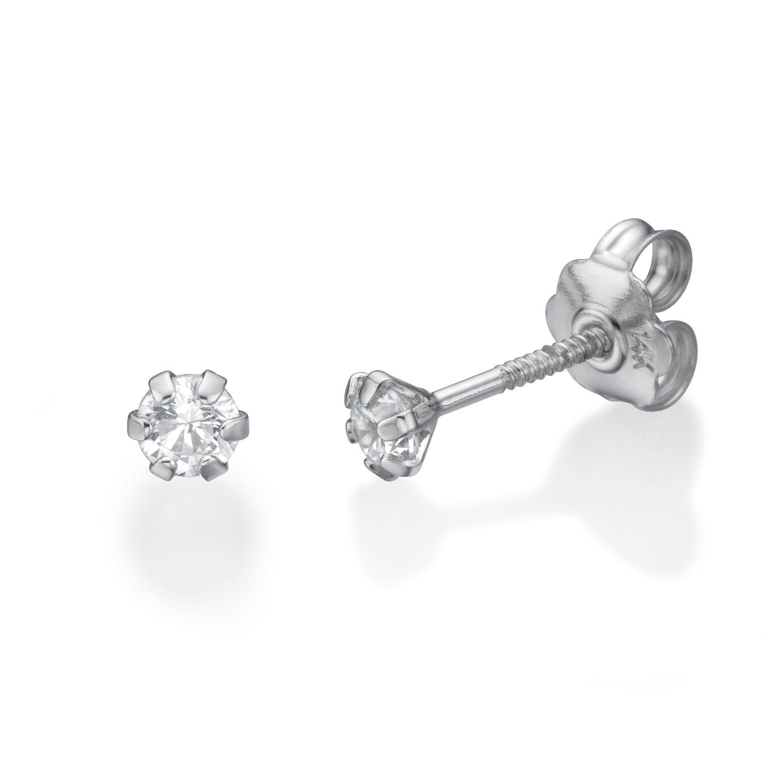 עגילים צמודים מזהב לבן 14 קראט - פרח אליס עגילים צמודים מזהב לבן 14 קראט - פרח אליס