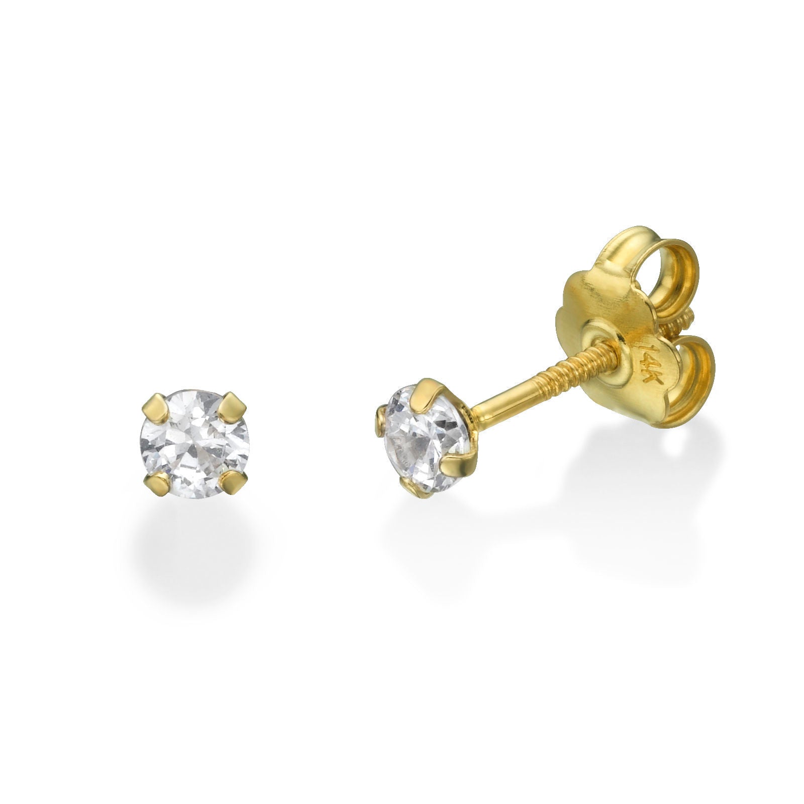 עגילים צמודים מזהב צהוב 14 קראט - מולאן עגילים צמודים מזהב צהוב 14 קראט - מולאן