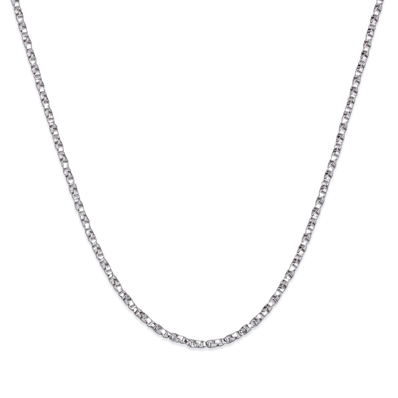 שרשרת מסובבת זהב לבן 14 קראט, 1 מ"מ עובי שרשרת מסובבת זהב לבן 14 קראט, 1 מ"מ עובי