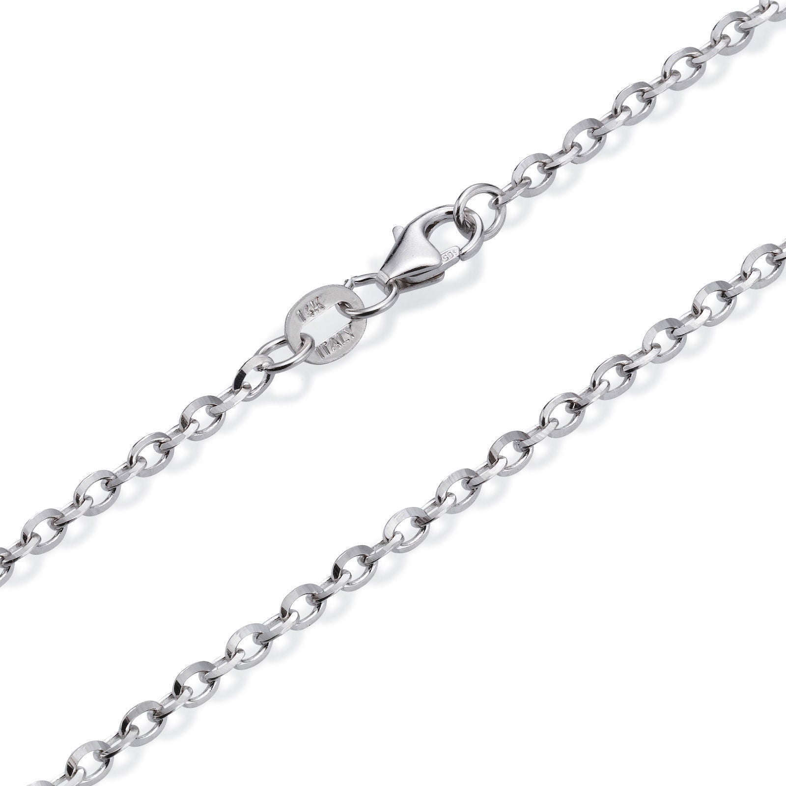 שרשרת רולו זהב לבן 14 קראט, 2.2 מ"מ עובי שרשרת רולו זהב לבן 14 קראט, 2.2 מ"מ עובי