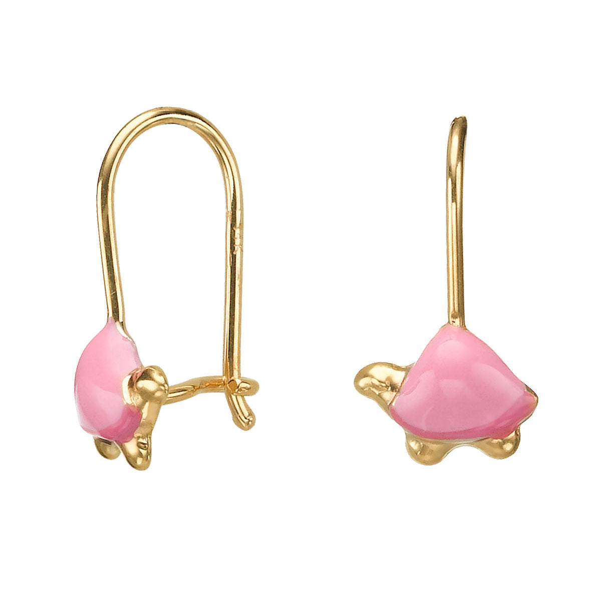 עגילים תלויים מזהב צהוב 14 קראט - צב צבעוני עגילים תלויים מזהב צהוב 14 קראט - צב צבעוני