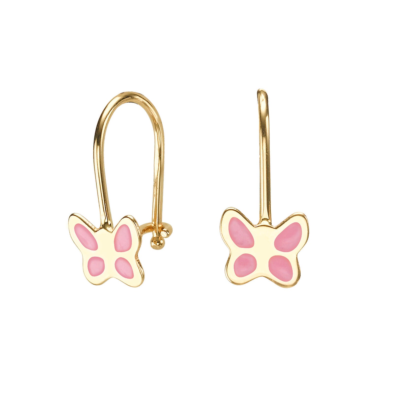 עגילים תלויים מזהב צהוב 14 קראט - פרפר מהפנט עגילים תלויים מזהב צהוב 14 קראט - פרפר מהפנט