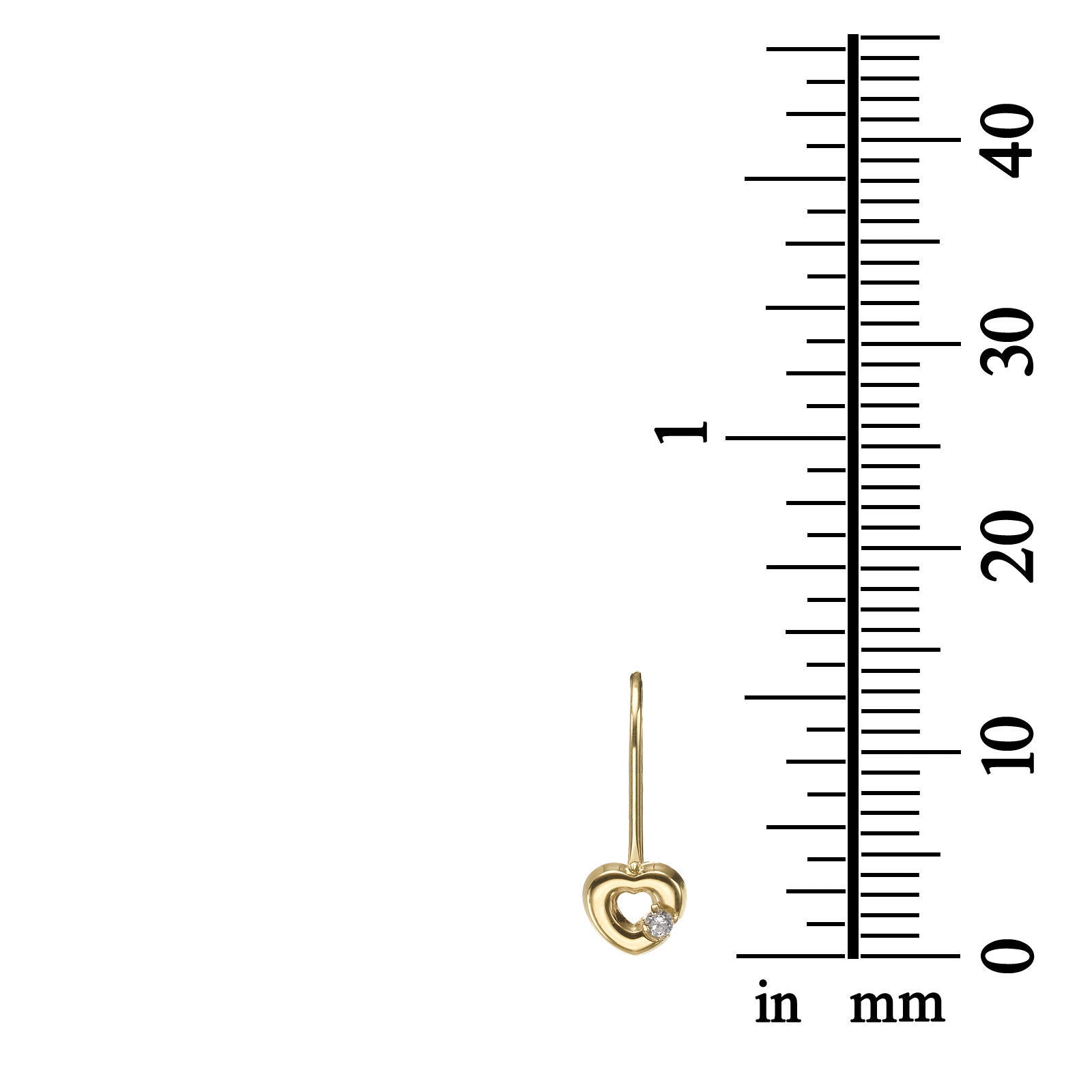 עגילים תלויים מזהב צהוב 14 קראט - לב מייסי עגילים תלויים מזהב צהוב 14 קראט - לב מייסי