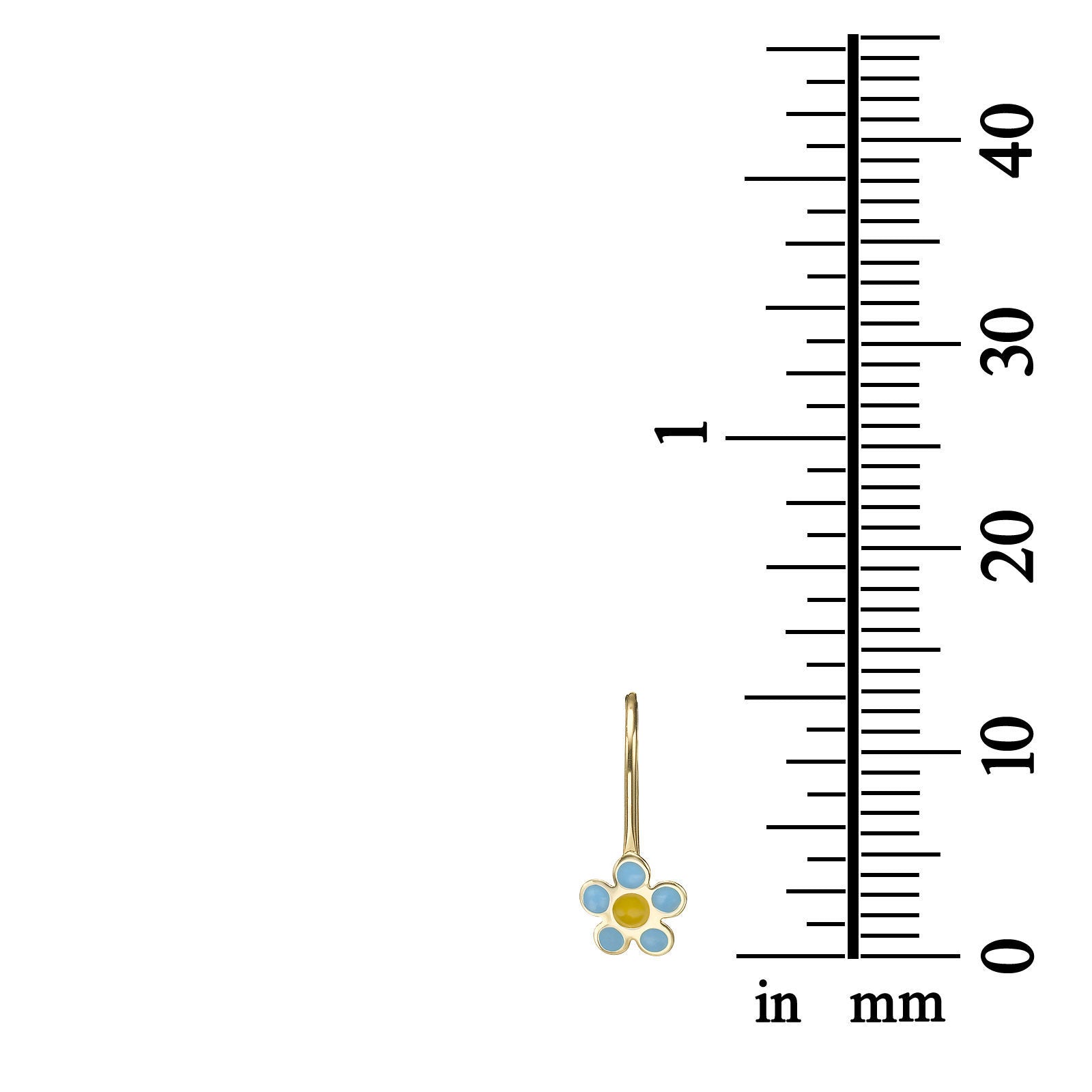 עגילים תלויים מזהב צהוב 14 קראט - פרח סייאה עגילים תלויים מזהב צהוב 14 קראט - פרח סייאה