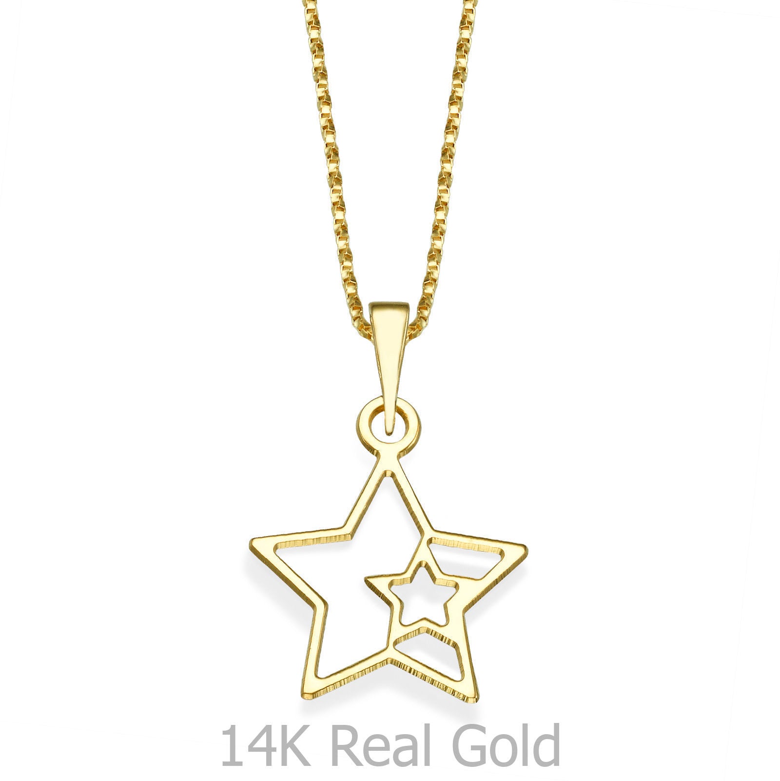 תליון ושרשרת מזהב צהוב 14 קראט - כוכב נולד תליון ושרשרת מזהב צהוב 14 קראט - כוכב נולד