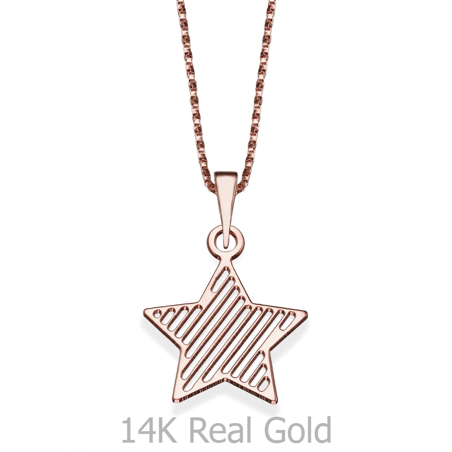 תליון ושרשרת מזהב ורוד 14 קראט - כוכב המסיבה תליון ושרשרת מזהב ורוד 14 קראט - כוכב המסיבה