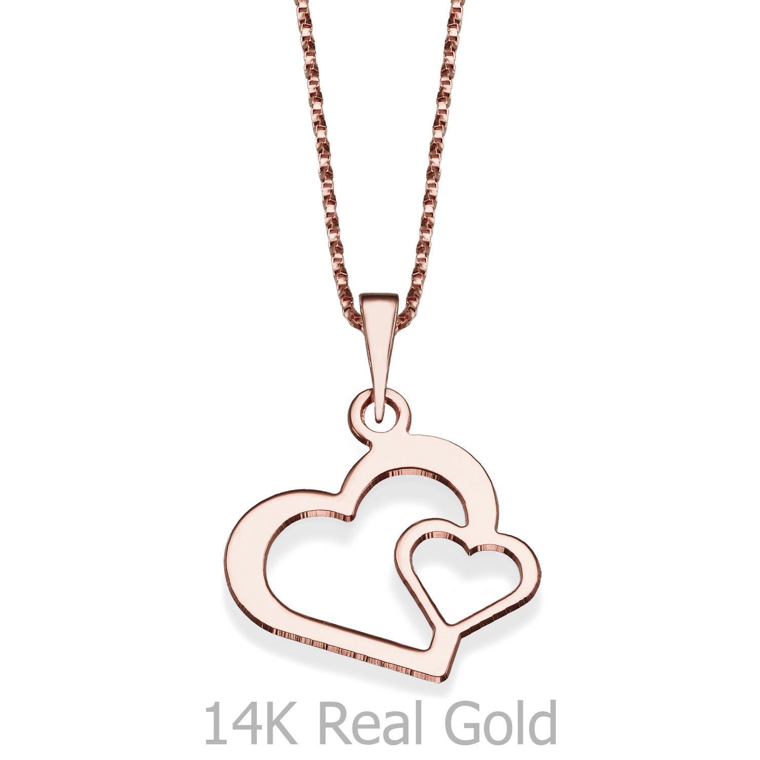 תליון ושרשרת מזהב ורוד 14 קראט - מכל הלב תליון ושרשרת מזהב ורוד 14 קראט - מכל הלב
