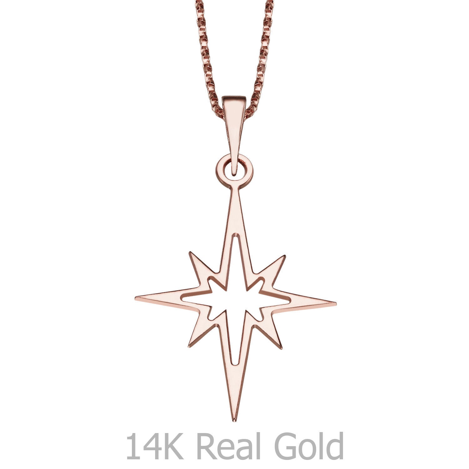 תליון ושרשרת מזהב ורוד 14 קראט - כוכב פז תליון ושרשרת מזהב ורוד 14 קראט - כוכב פז