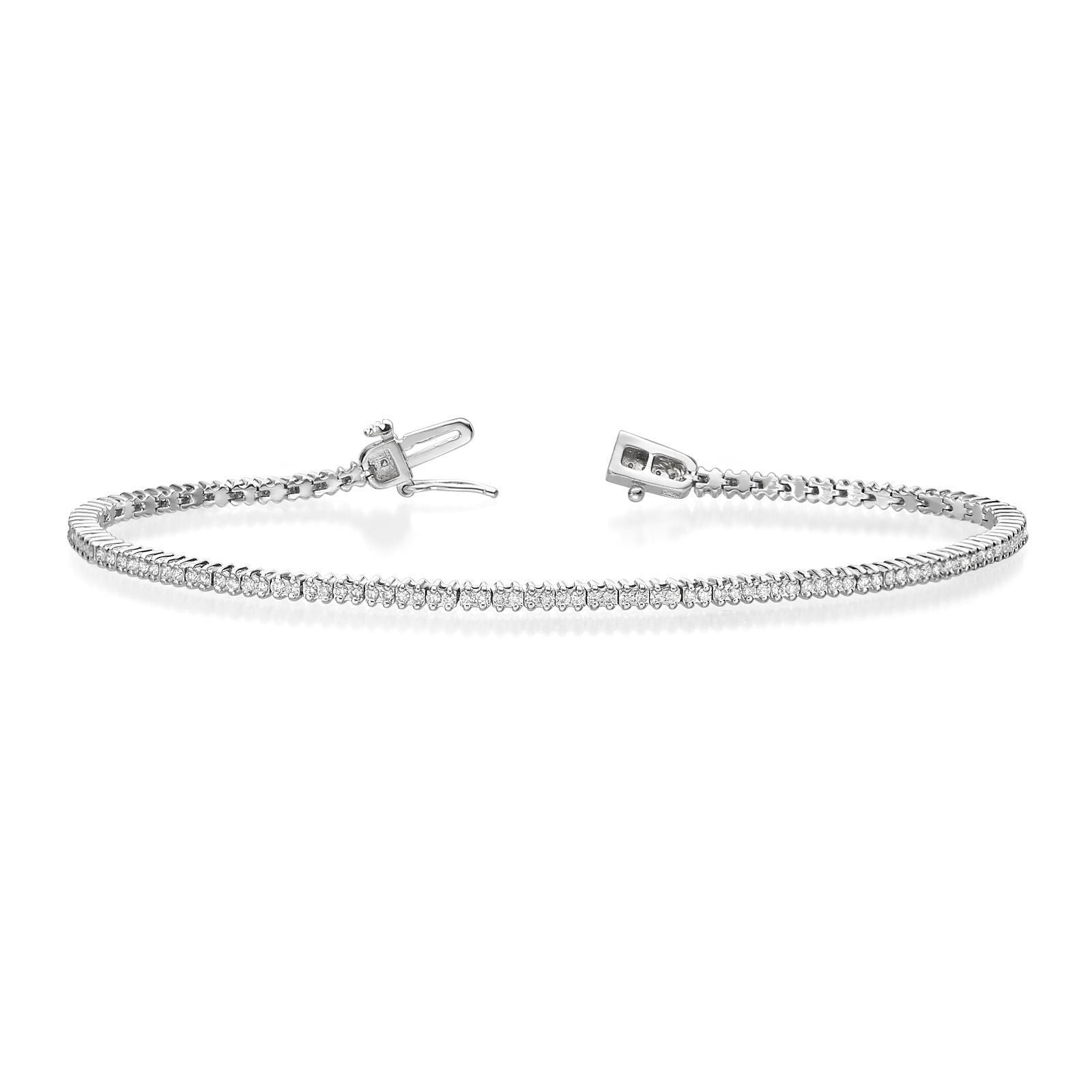 צמיד טניס יהלומים שתי שיניים מזהב לבן 14 קראט - אליזבת צמיד טניס יהלומים שתי שיניים מזהב לבן 14 קראט - אליזבת