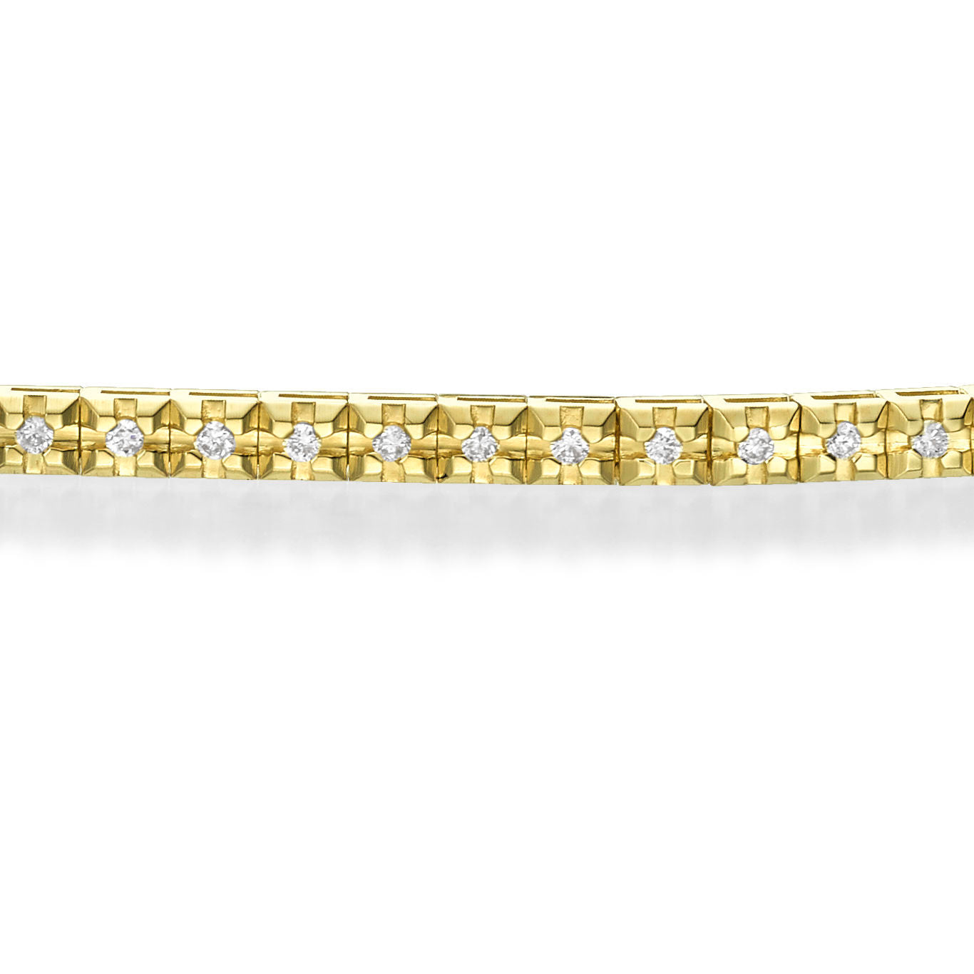 צמיד טניס יהלומים פירמידה מזהב צהוב 14 קראט - קייט צמיד טניס יהלומים פירמידה מזהב צהוב 14 קראט - קייט