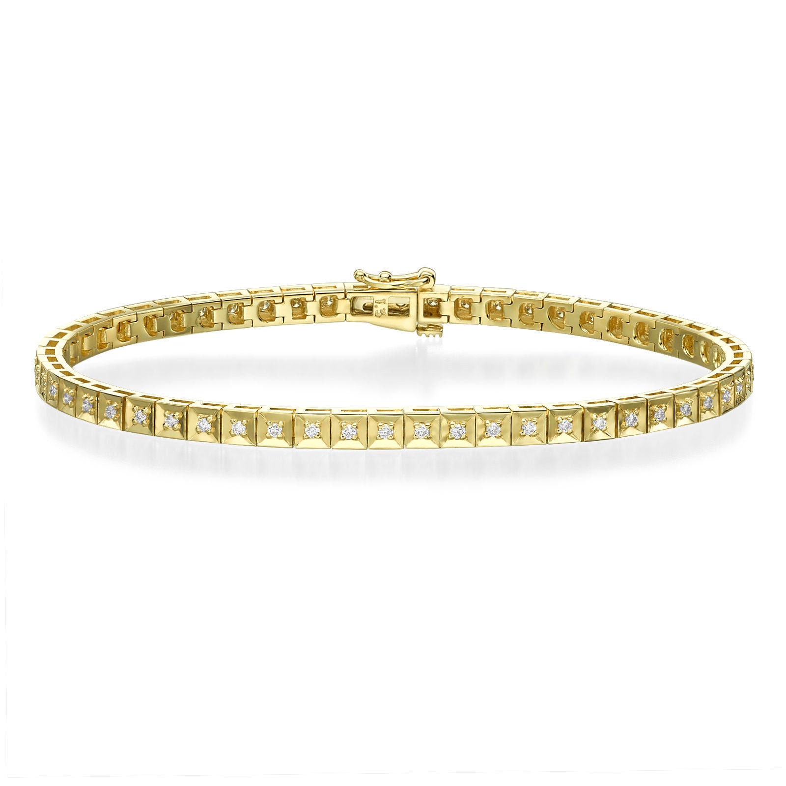 צמיד טניס יהלומים שוקולד מזהב צהוב 14 קראט - ג'ניפר צמיד טניס יהלומים שוקולד מזהב צהוב 14 קראט - ג'ניפר