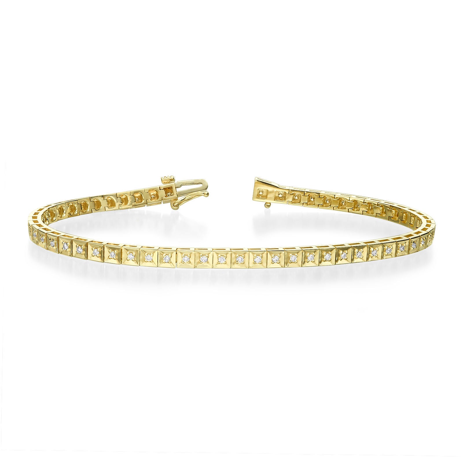 צמיד טניס יהלומים שוקולד מזהב צהוב 14 קראט - ג'ניפר צמיד טניס יהלומים שוקולד מזהב צהוב 14 קראט - ג'ניפר