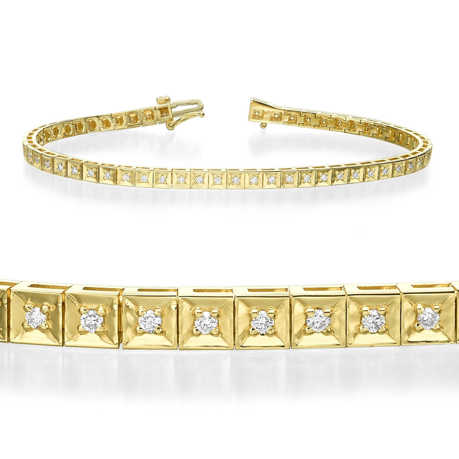 צמיד טניס יהלומים שוקולד מזהב צהוב 14 קראט - ג'ניפר צמיד טניס יהלומים שוקולד מזהב צהוב 14 קראט - ג'ניפר