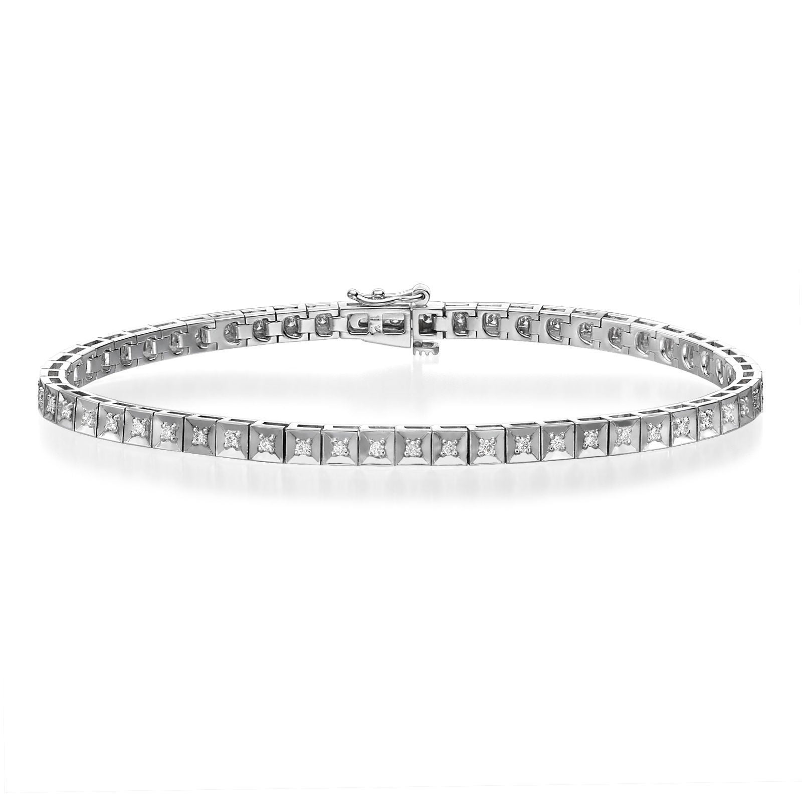 צמיד טניס יהלומים שוקולד מזהב לבן 14 קראט - ג'ניפר צמיד טניס יהלומים שוקולד מזהב לבן 14 קראט - ג'ניפר