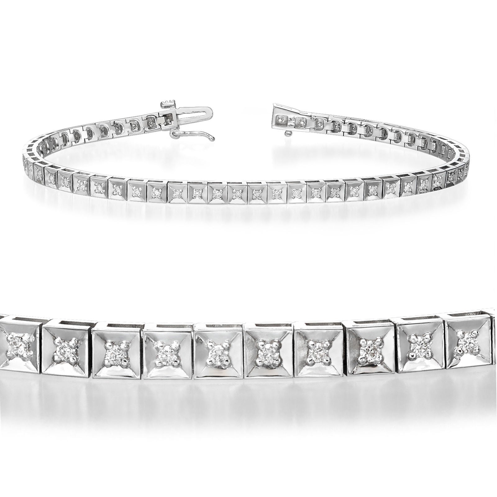 צמיד טניס יהלומים שוקולד מזהב לבן 14 קראט - ג'ניפר צמיד טניס יהלומים שוקולד מזהב לבן 14 קראט - ג'ניפר