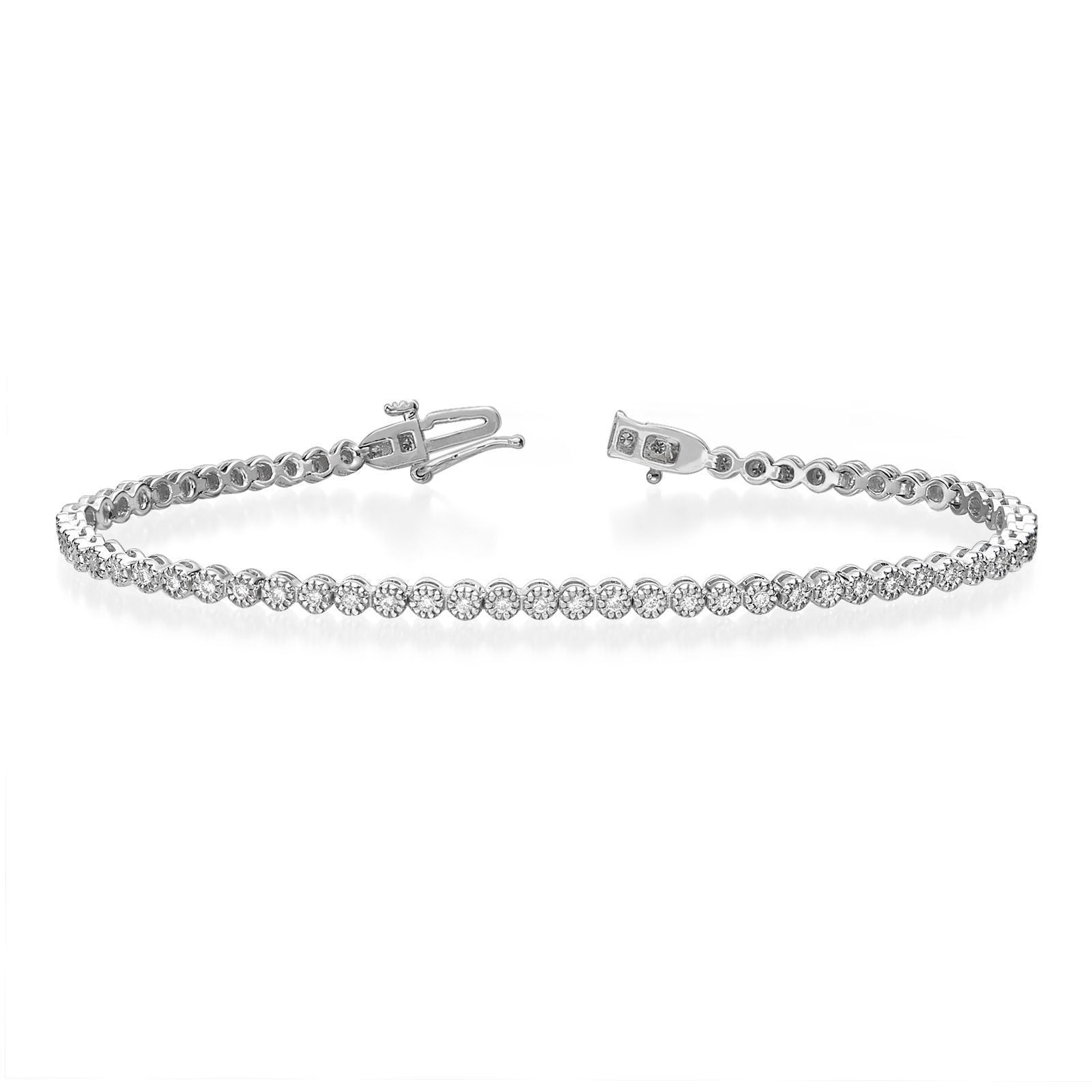 צמיד טניס יהלומים מילנו מזהב לבן 14 קראט - שרלוט צמיד טניס יהלומים מילנו מזהב לבן 14 קראט - שרלוט