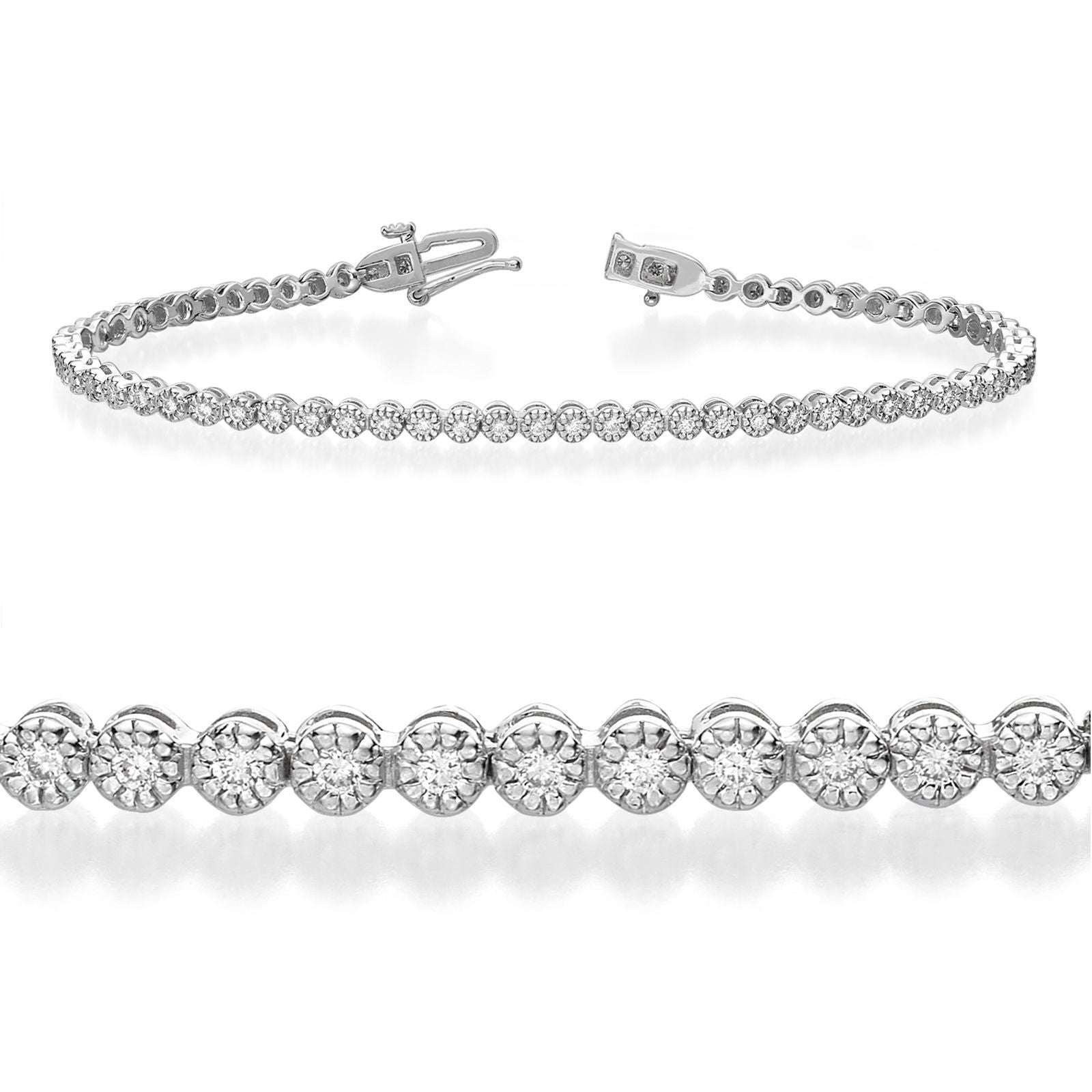 צמיד טניס יהלומים מילנו מזהב לבן 14 קראט - שרלוט צמיד טניס יהלומים מילנו מזהב לבן 14 קראט - שרלוט